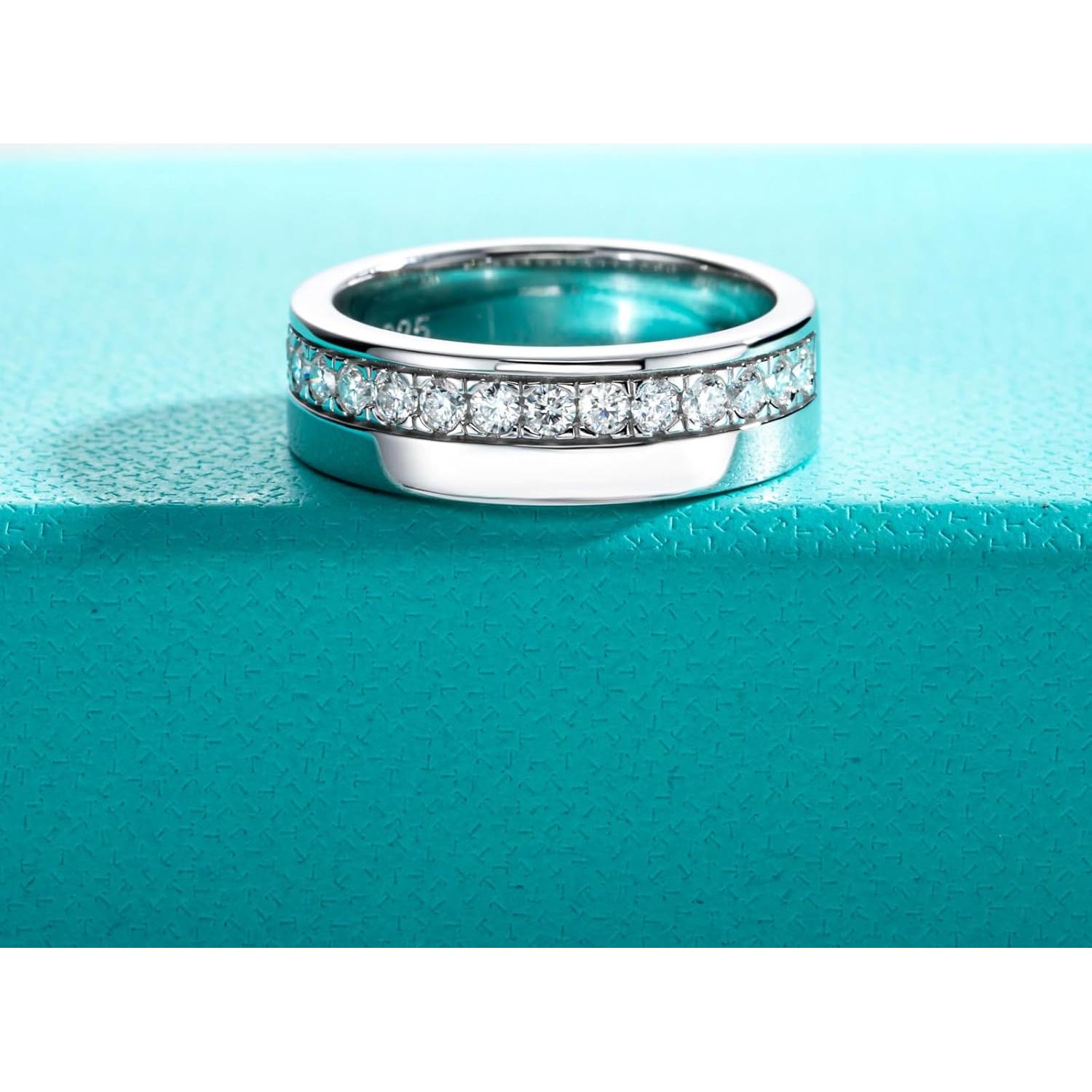 Anillo de Boda AnuClub Moissanita 0.5ct 925 Plata para Hombres