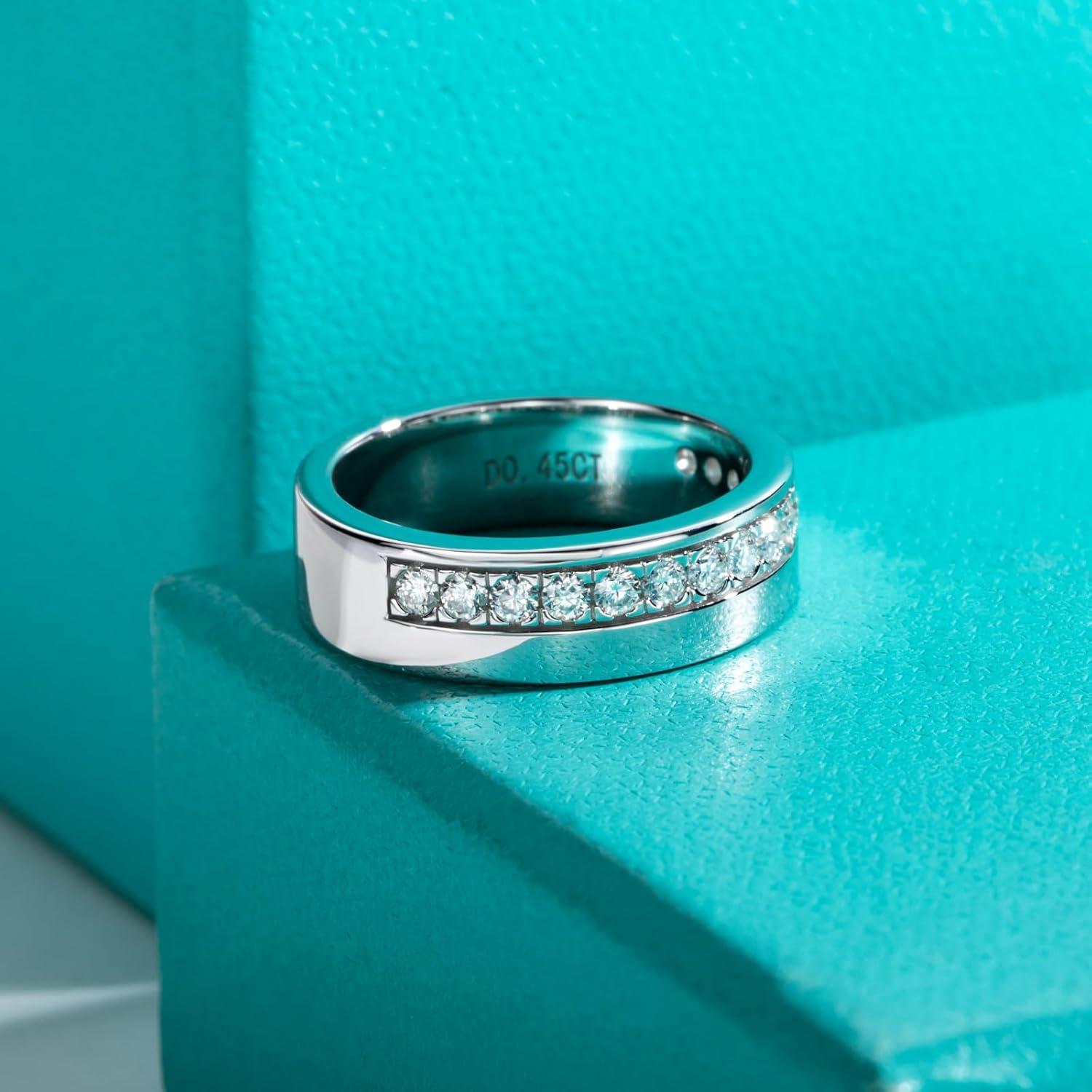 Anillo de Boda AnuClub Moissanita 0.5ct 925 Plata para Hombres