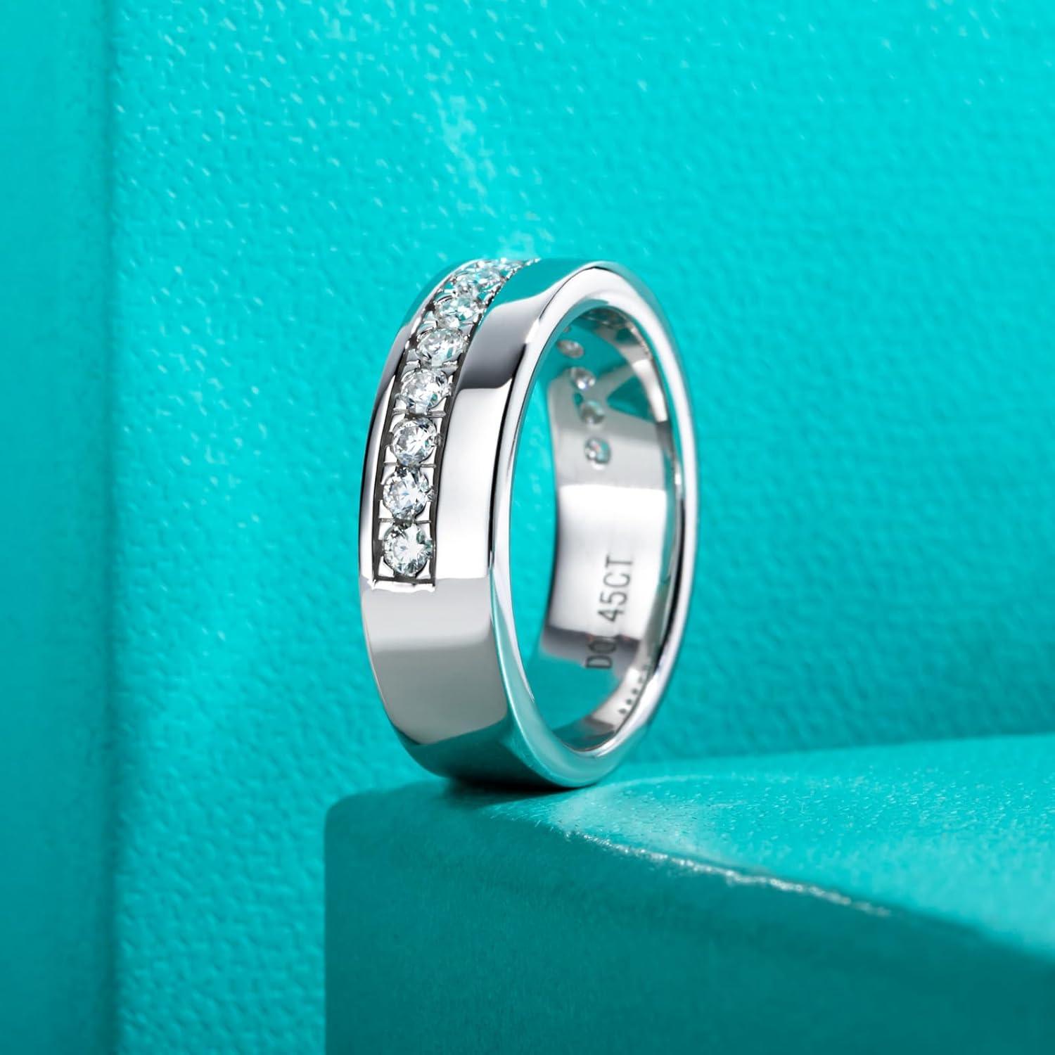 Anillo de Boda AnuClub Moissanita 0.5ct 925 Plata para Hombres