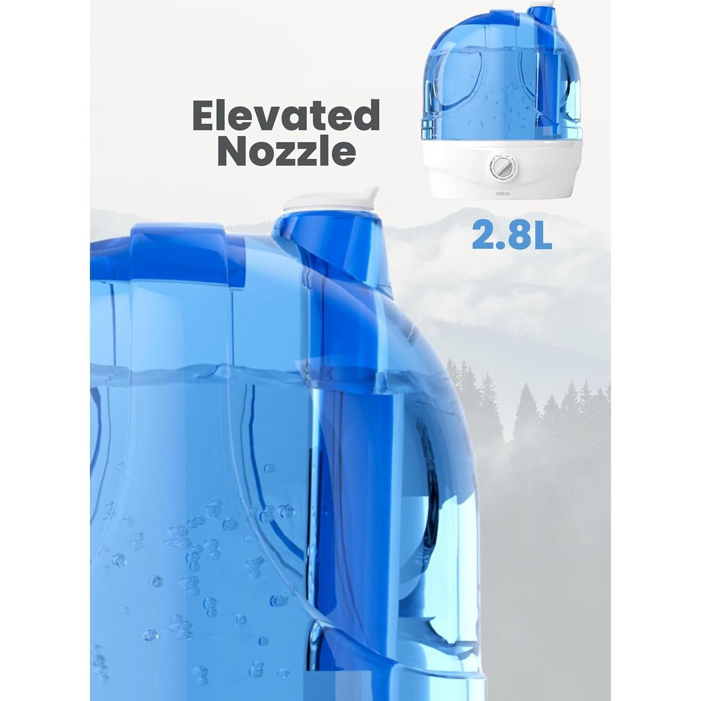 Humidificador Ultrasonico AZEUS 2.8L Apagado Automático 35m²