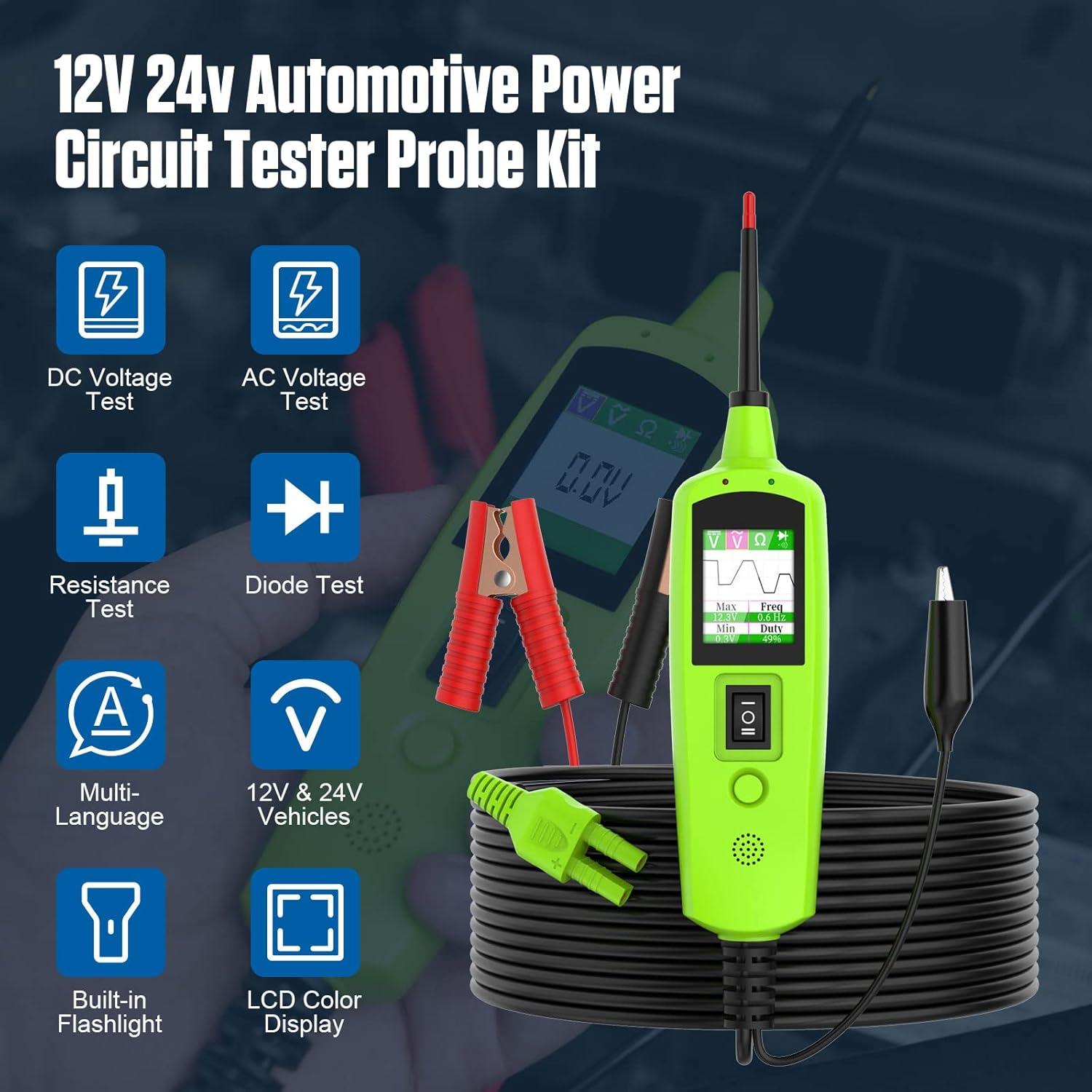 Probador de Circuito MOTOCOCHE 12V/24V con Cable 10m