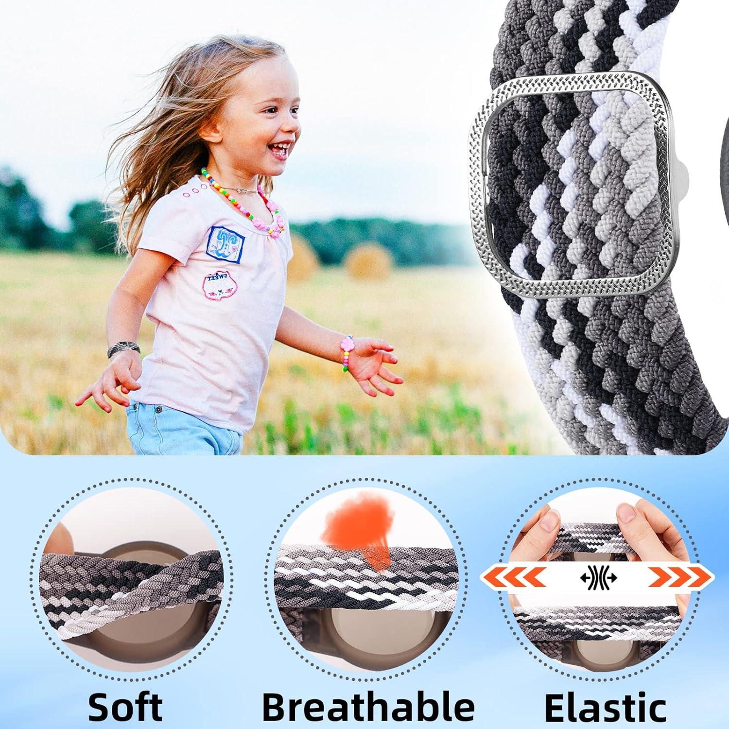 Pulsera Trenzada de Nylon para AirTag Qonuiy - Ajustable Arcoíris