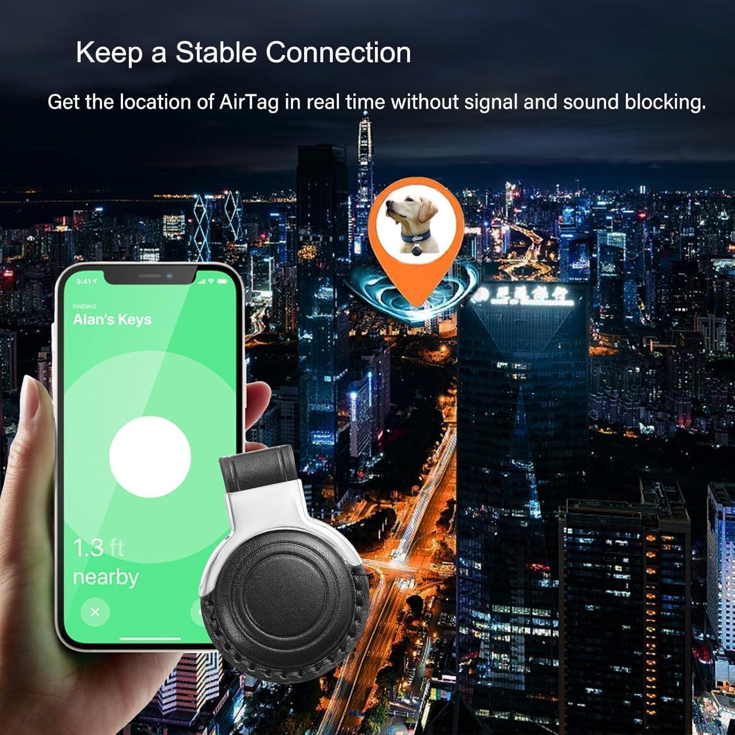 Genuine Leather All-in Package for Airtag Holder Designed for Apple for Airtags Keychains.Compact Design with Key Rings for Added Convenience and Protective Casing for Airtag (Black+Brown