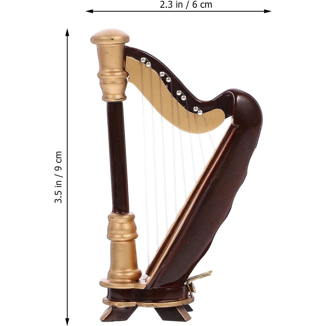 Adorno de Arpa Miniatura de Madera 9x6cm con Estuche