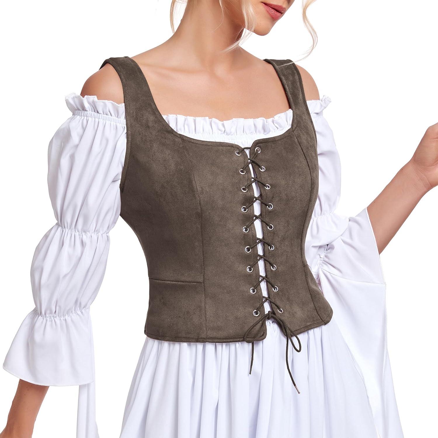 Disfraz de Renacimiento Mujer Chaleco Corsé Steampunk Café