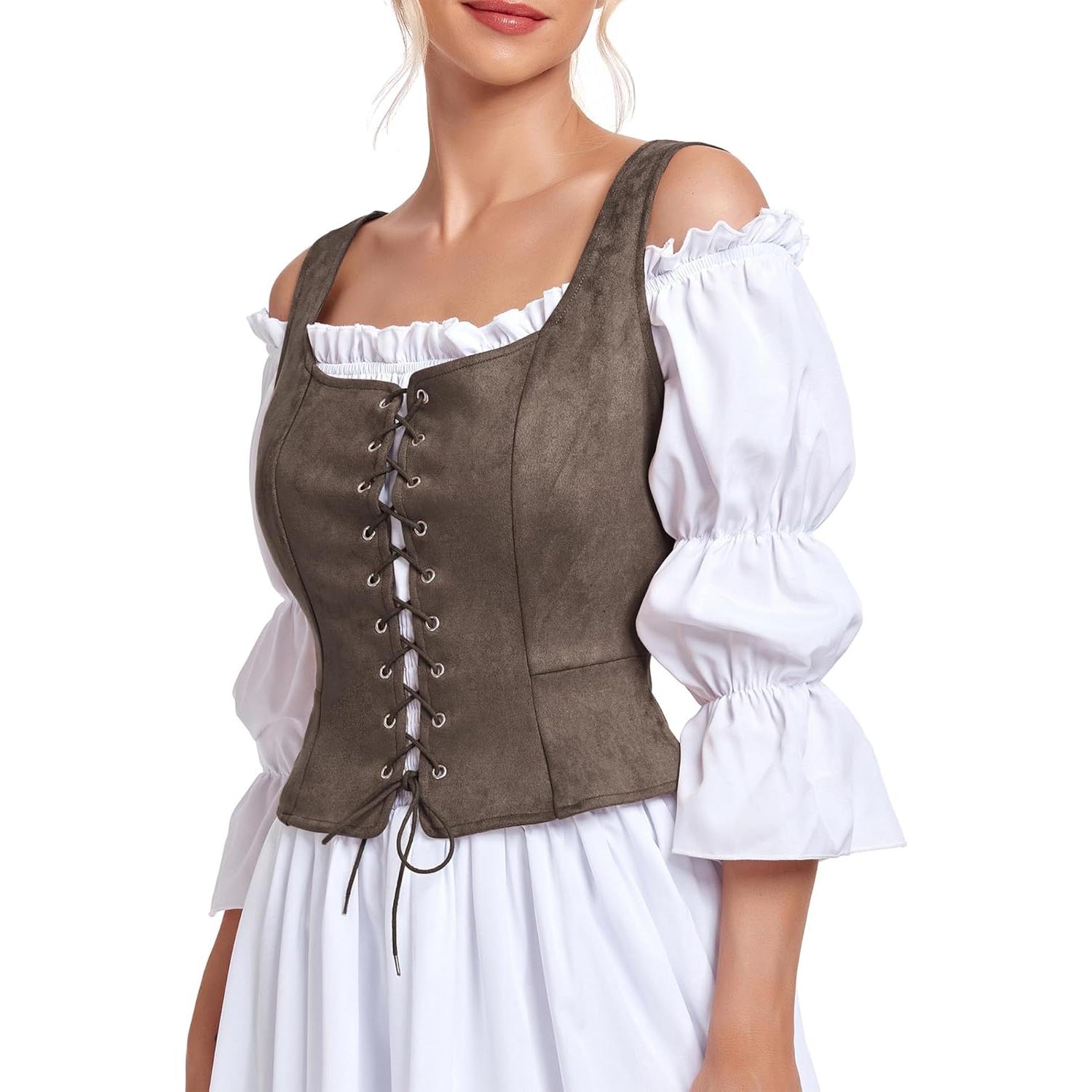 Disfraz de Renacimiento Mujer Chaleco Corsé Steampunk Café