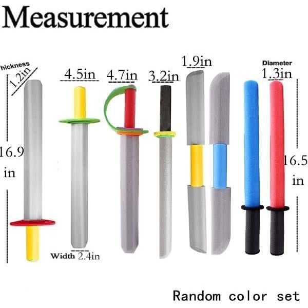 Foam Swords for Kids - 17 Inch Ninja Sword Weapons Toy 8 Pack Warrior Knight Pretend Play Set Prince Party Supplies Gift Toys Boys & Girls