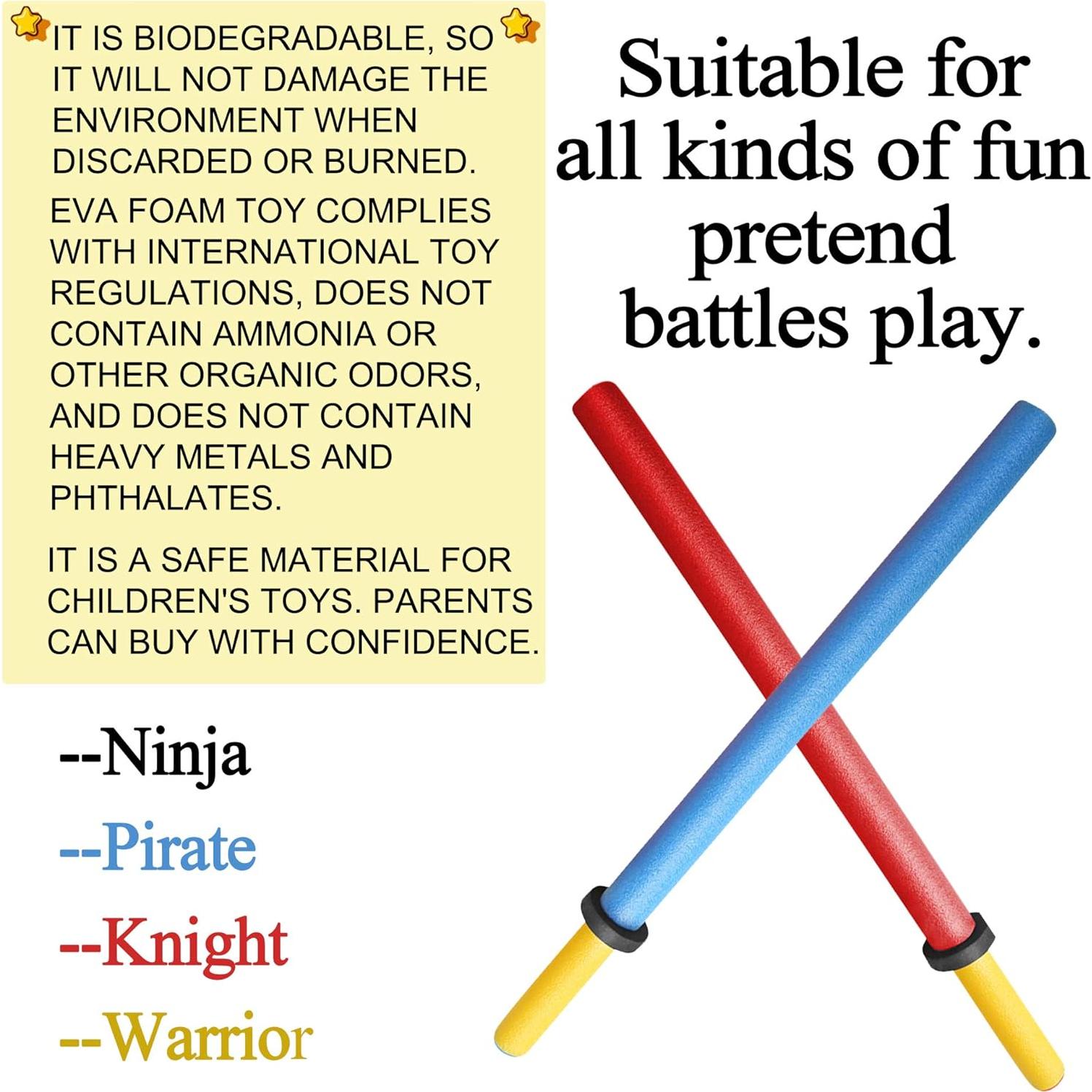 Foam Swords for Kids - 17 Inch Ninja Sword Weapons Toy 8 Pack Warrior Knight Pretend Play Set Prince Party Supplies Gift Toys Boys & Girls