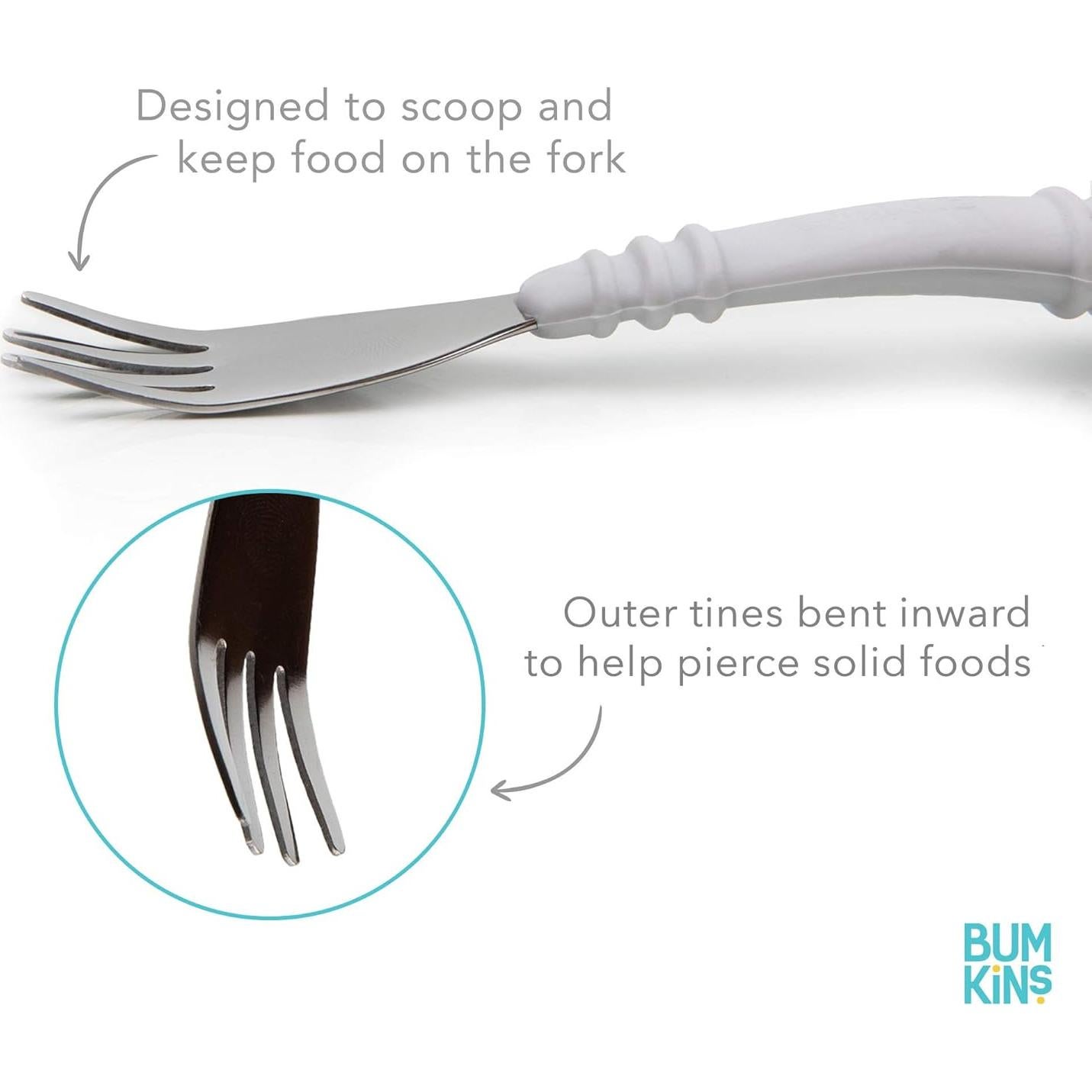 Juego de Cuchara y Tenedor Bumkins Rosa - Silicona y Acero Inoxidable