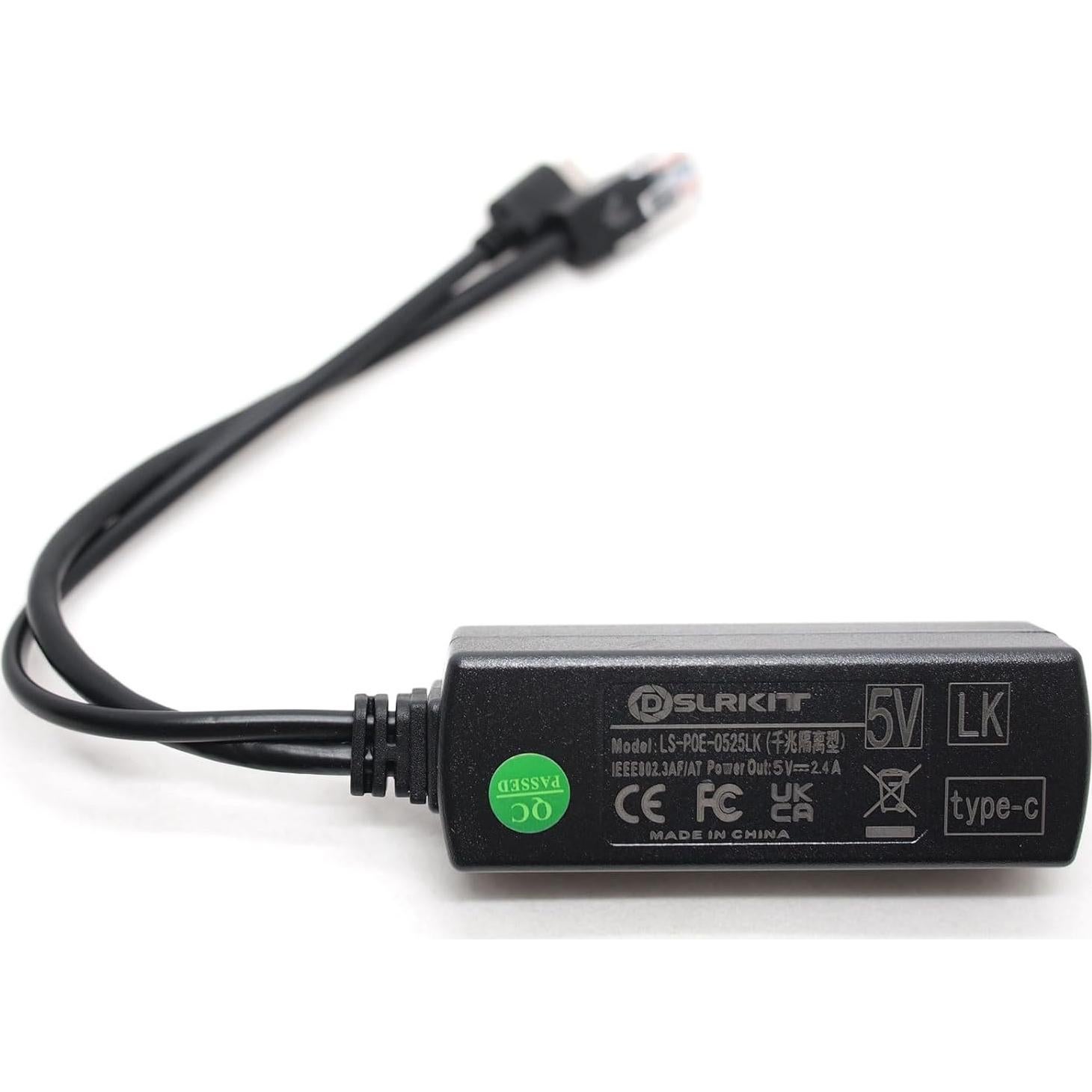 Divisor PoE Activo DSLRKIT GType-C 48V a 5V 10/100/1000Mbps