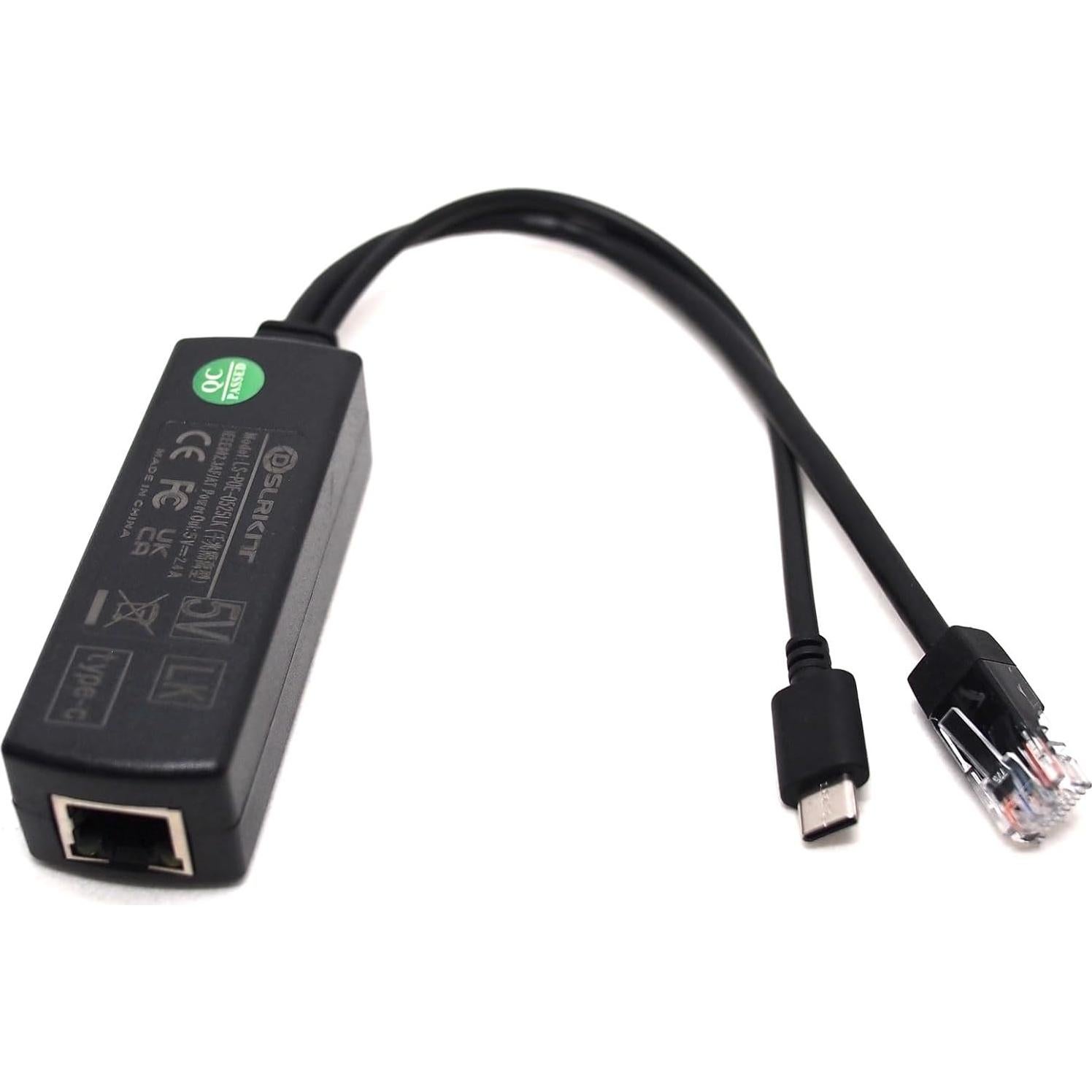 Divisor PoE Activo DSLRKIT GType-C 48V a 5V 10/100/1000Mbps