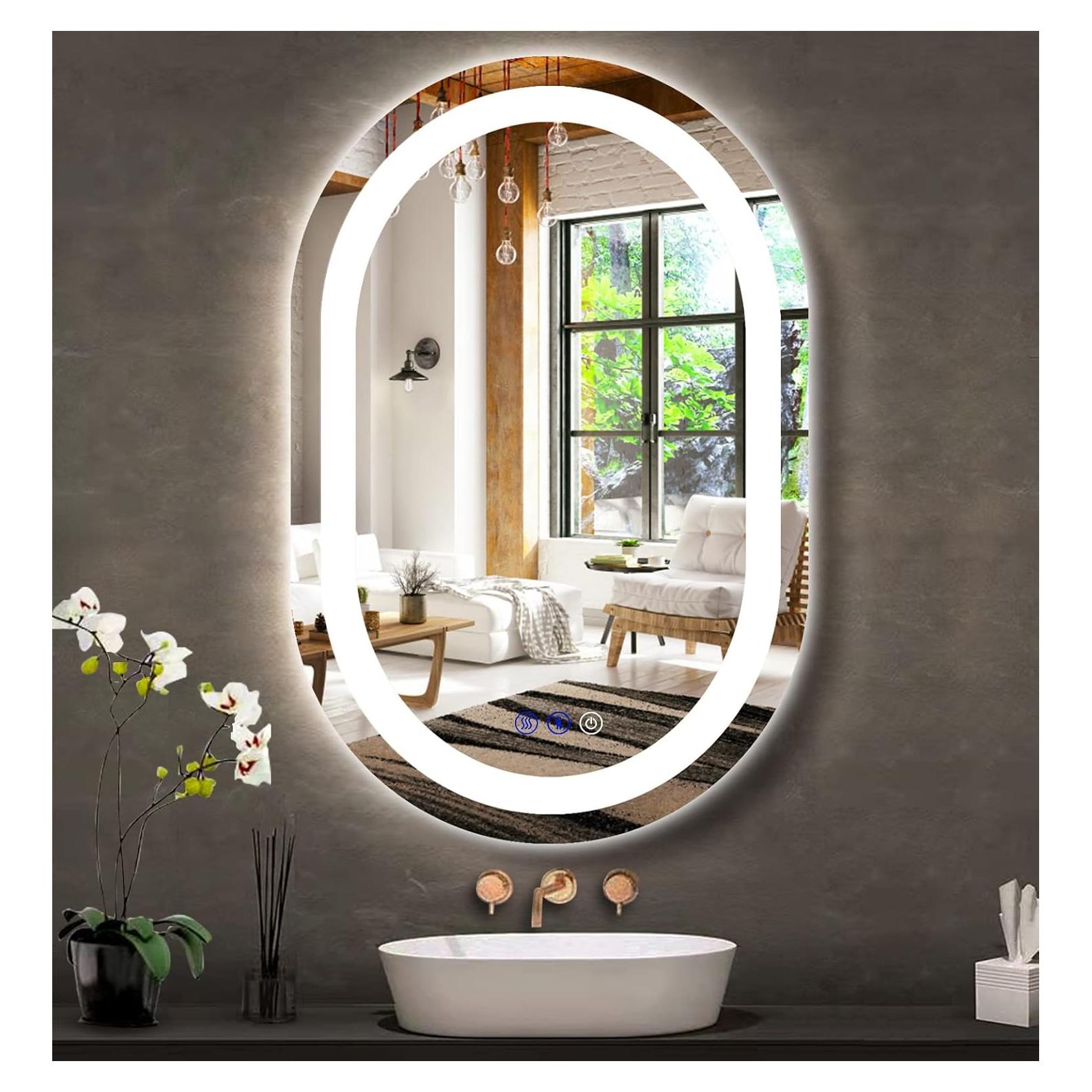 Espejo Ovalado LED DIDIDADA 61x41 cm con Sensor Táctil