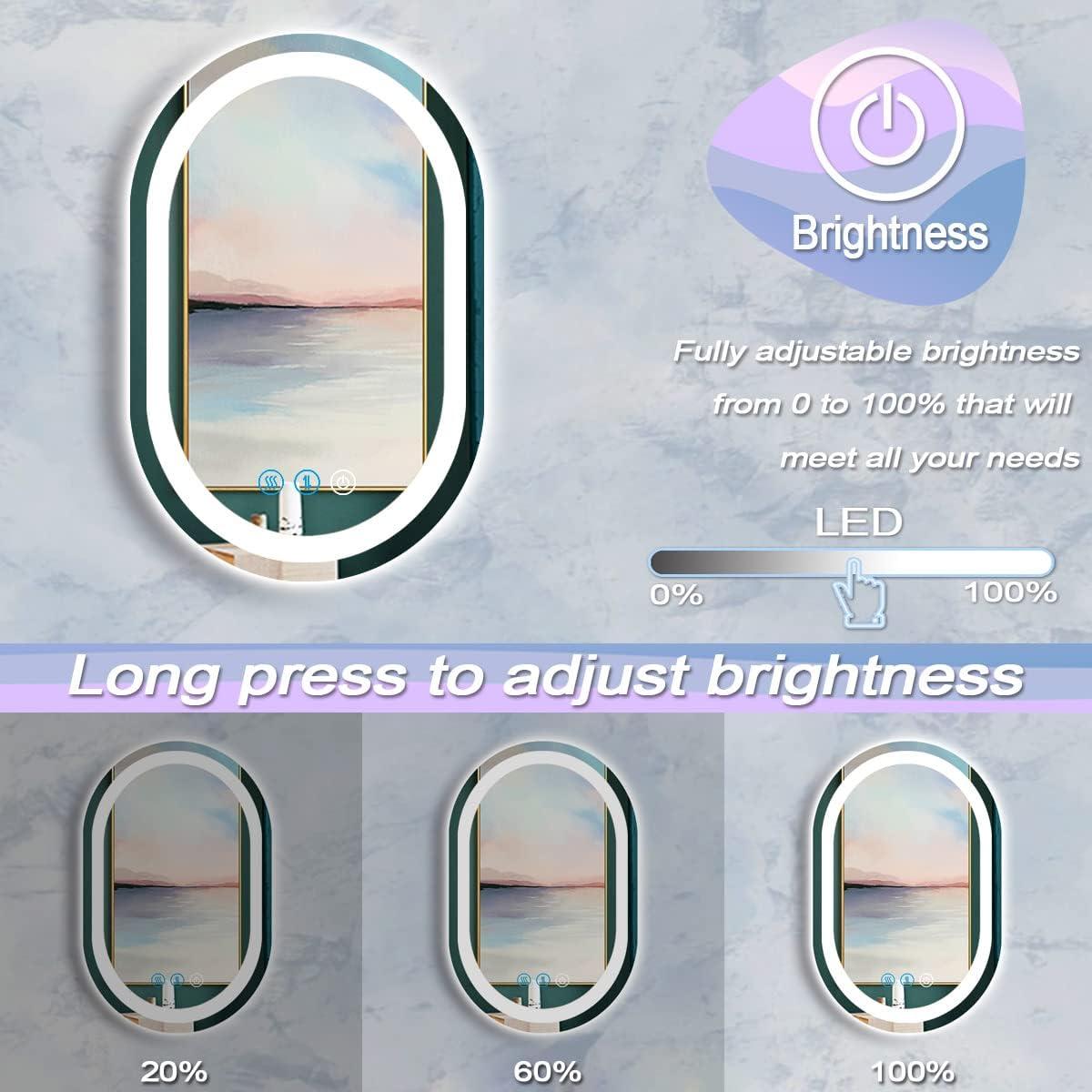 Espejo Ovalado LED DIDIDADA 61x41 cm con Sensor Táctil