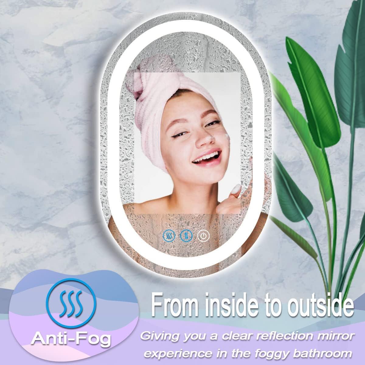 Espejo Ovalado LED DIDIDADA 61x41 cm con Sensor Táctil