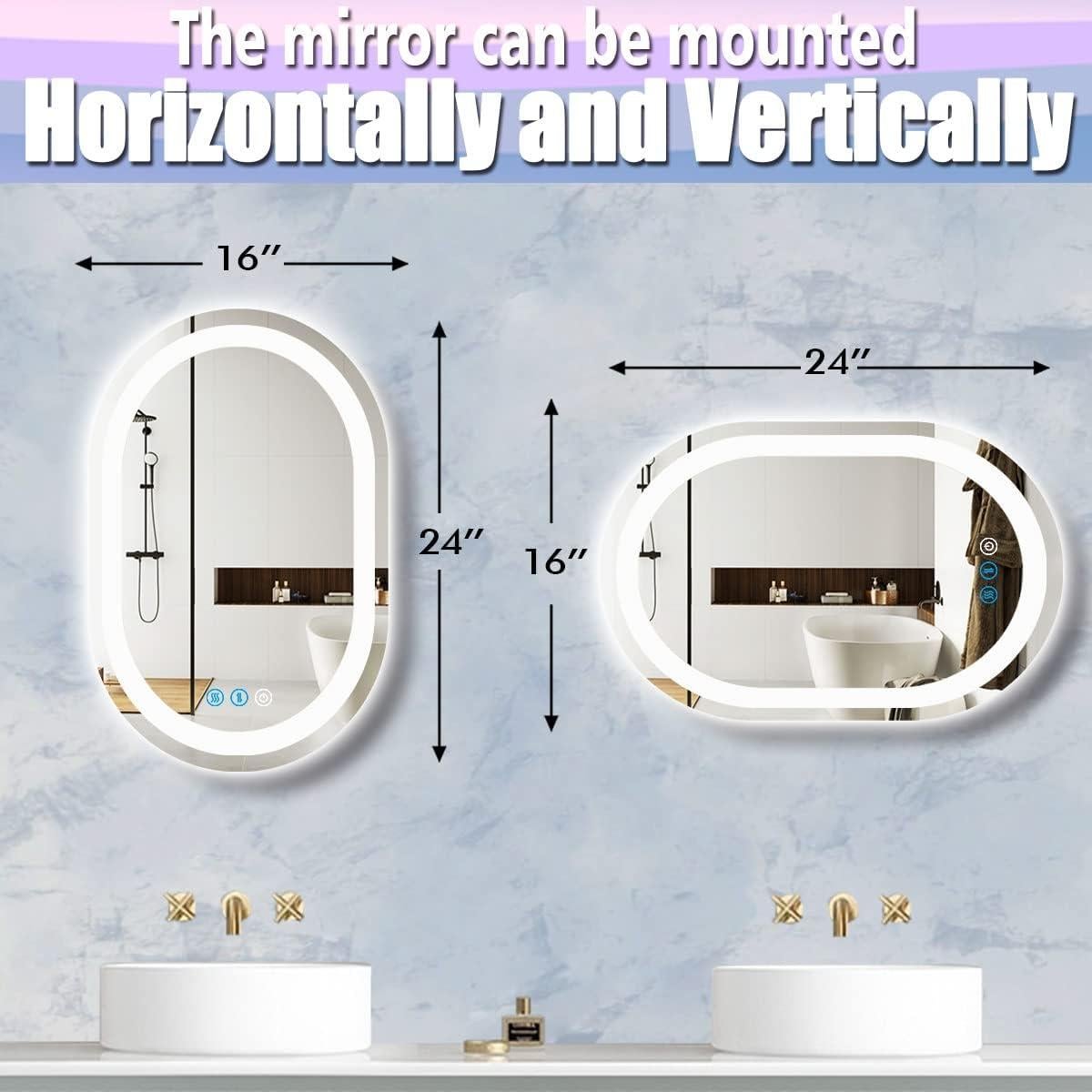 Espejo Ovalado LED DIDIDADA 61x41 cm con Sensor Táctil