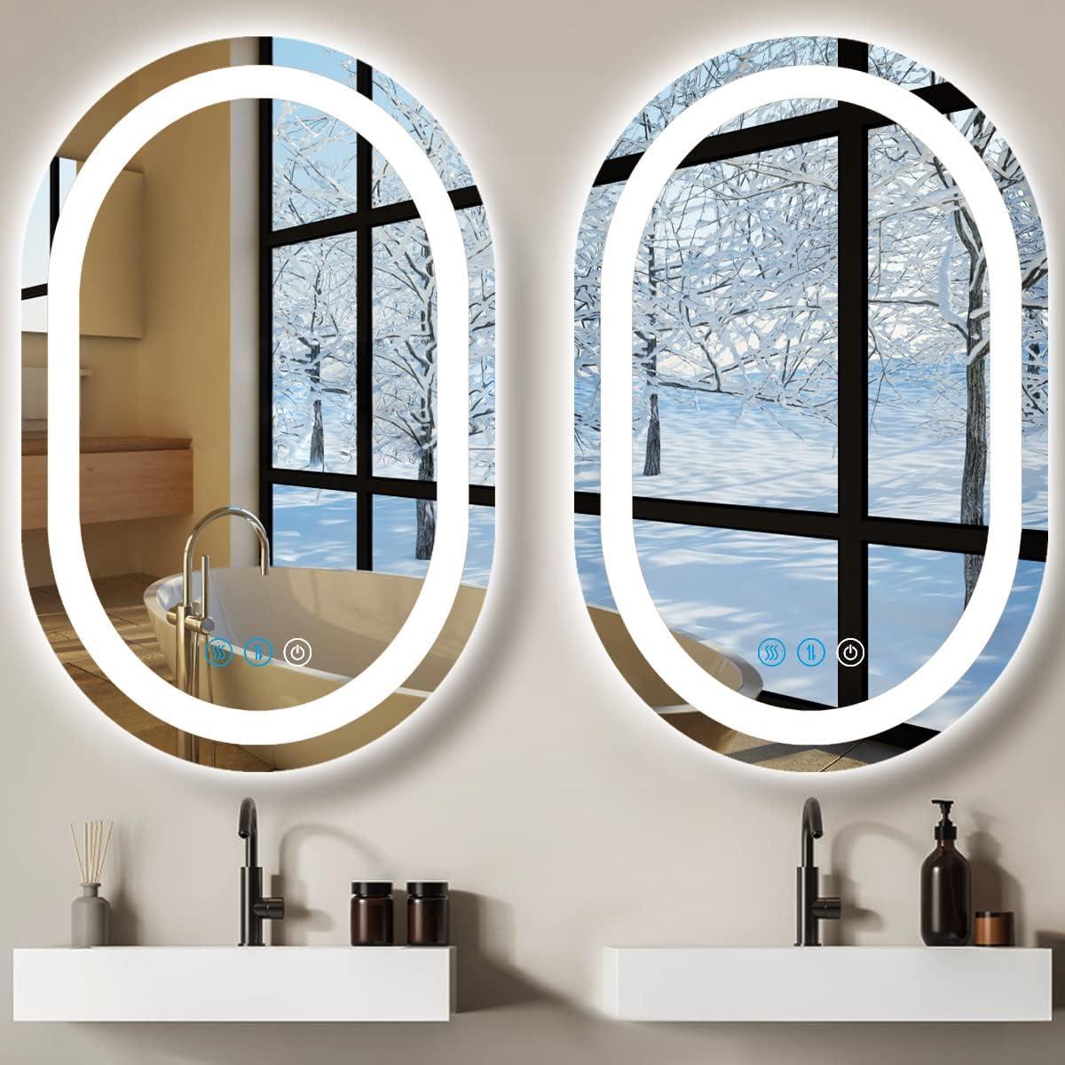 Espejo Ovalado LED DIDIDADA 61x41 cm con Sensor Táctil