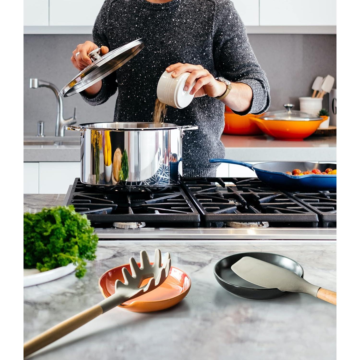 Soporte para Cucharas de Cocina LYEOBOH Cerámica Negro 12.7 cm