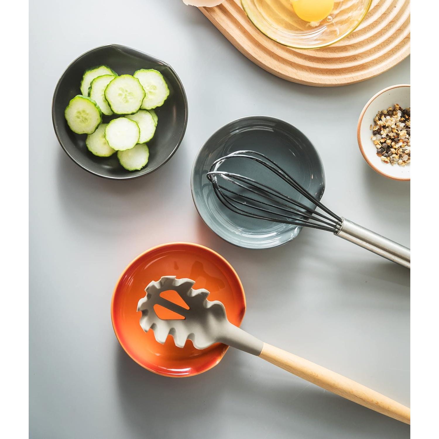 Soporte para Cucharas de Cocina LYEOBOH Cerámica Negro 12.7 cm