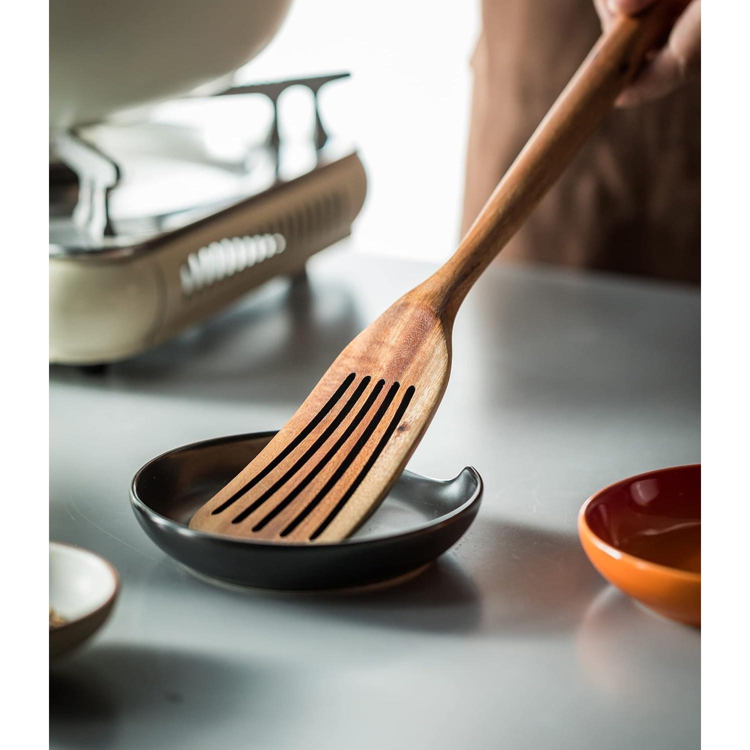 Soporte para Cucharas de Cocina LYEOBOH Cerámica Negro 12.7 cm