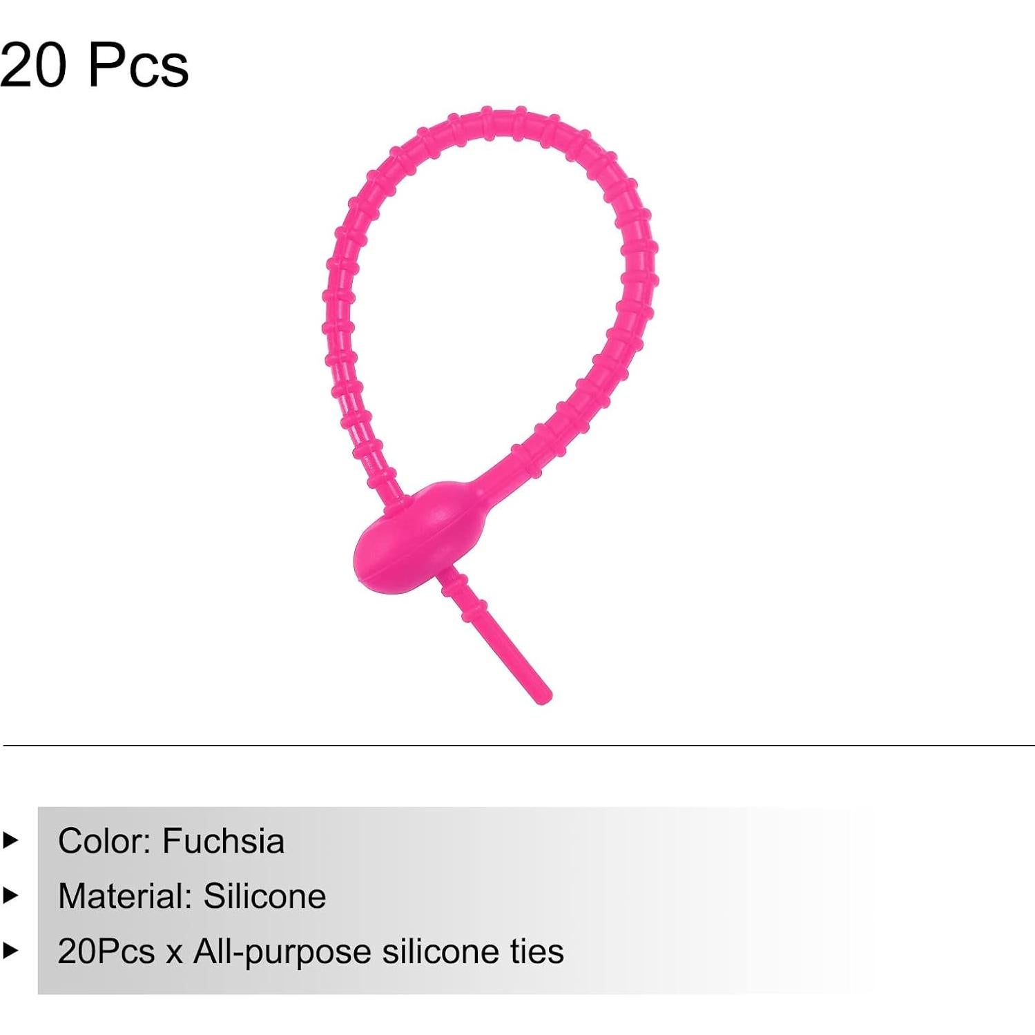 Sujetadores de Cable de Silicona MECCANIXITY 20 Pcs 18 cm Fucsia