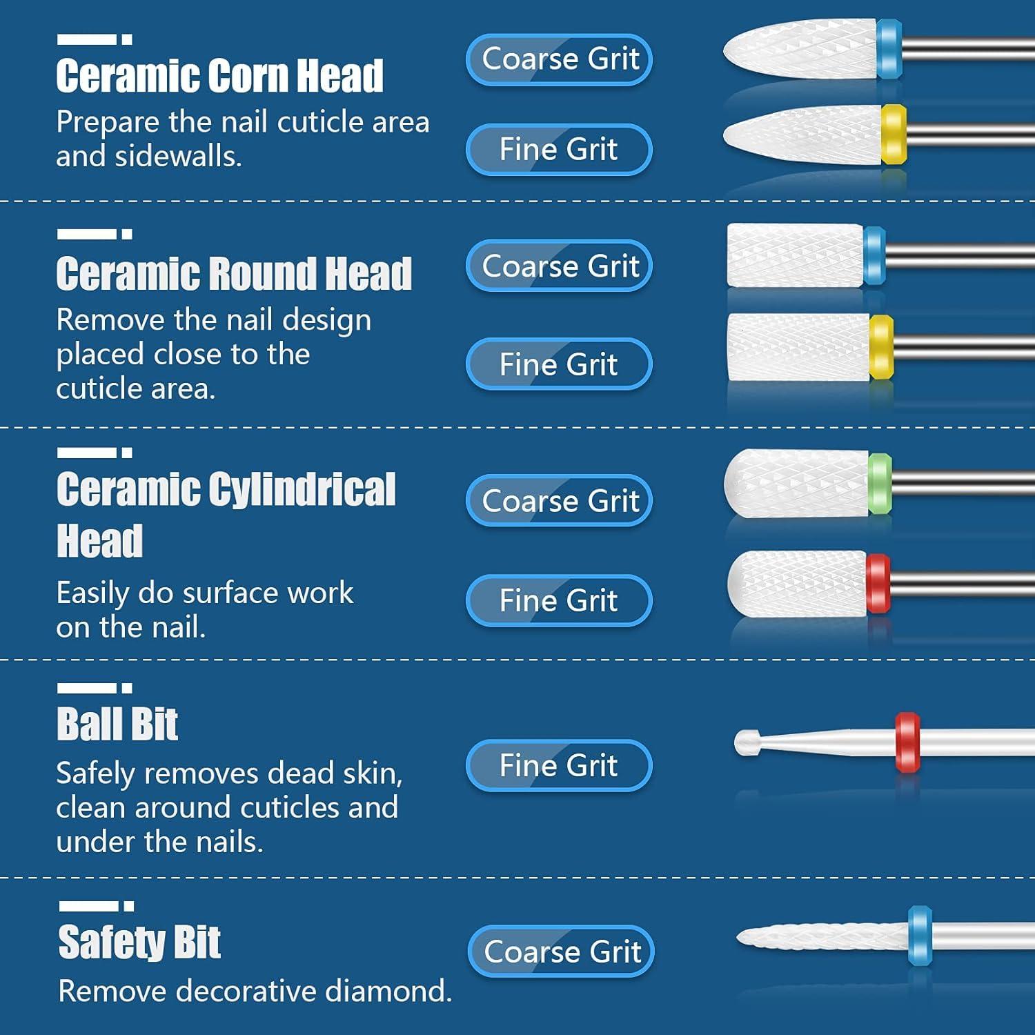 Juego de Brocas para Uñas Depvko 21 Piezas Cerámica 2.38 cm