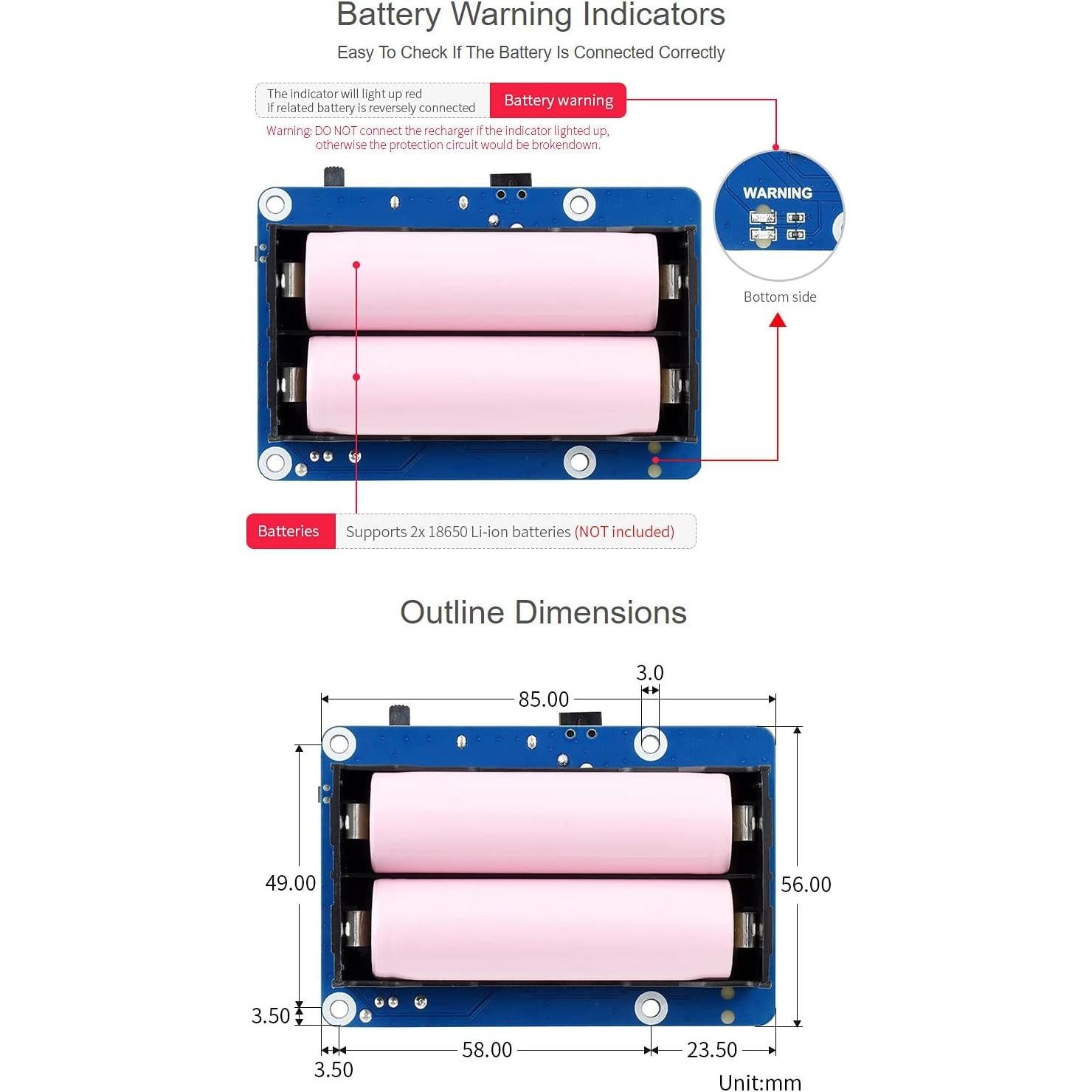 UPS HAT Waveshare para Raspberry Pi 5V 5A Alimentación