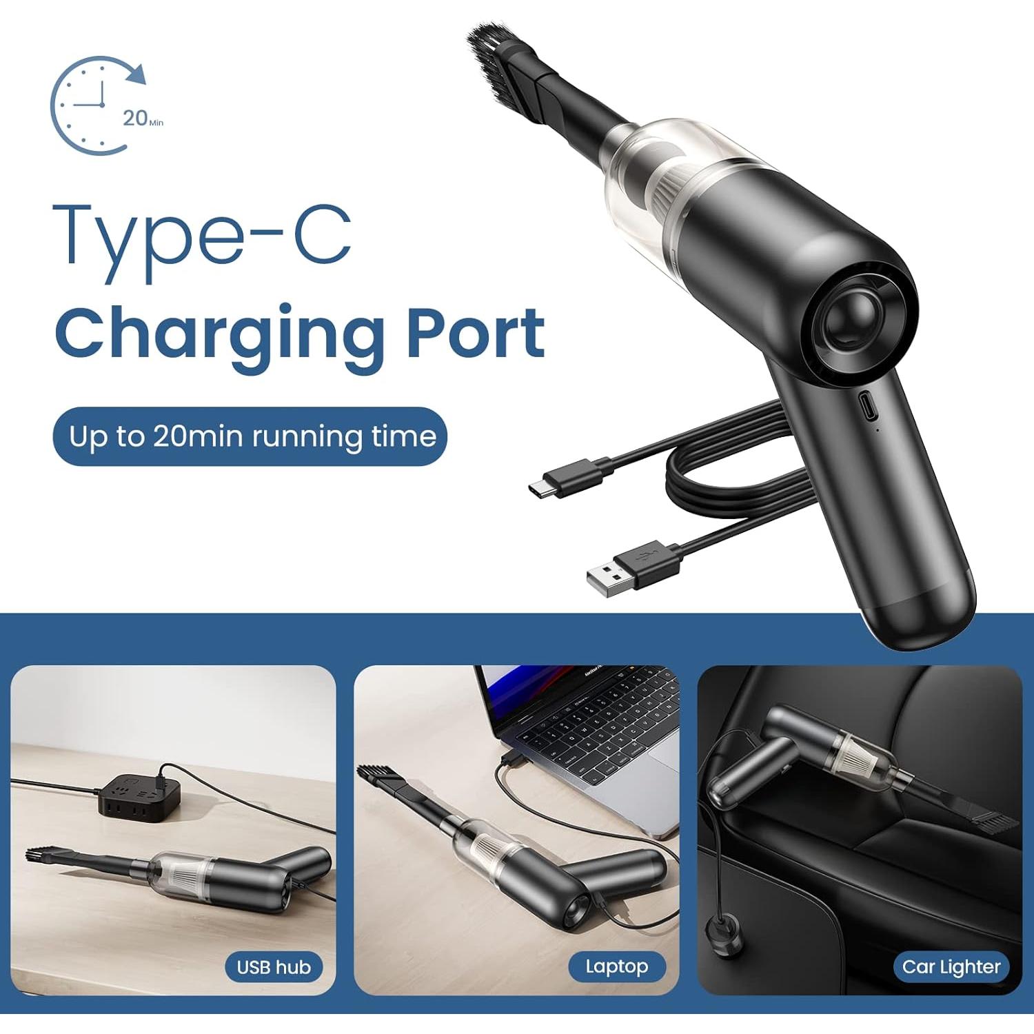 Aspiradora de Mano Portátil Shinebella SUSTCV1BK 6000Pa