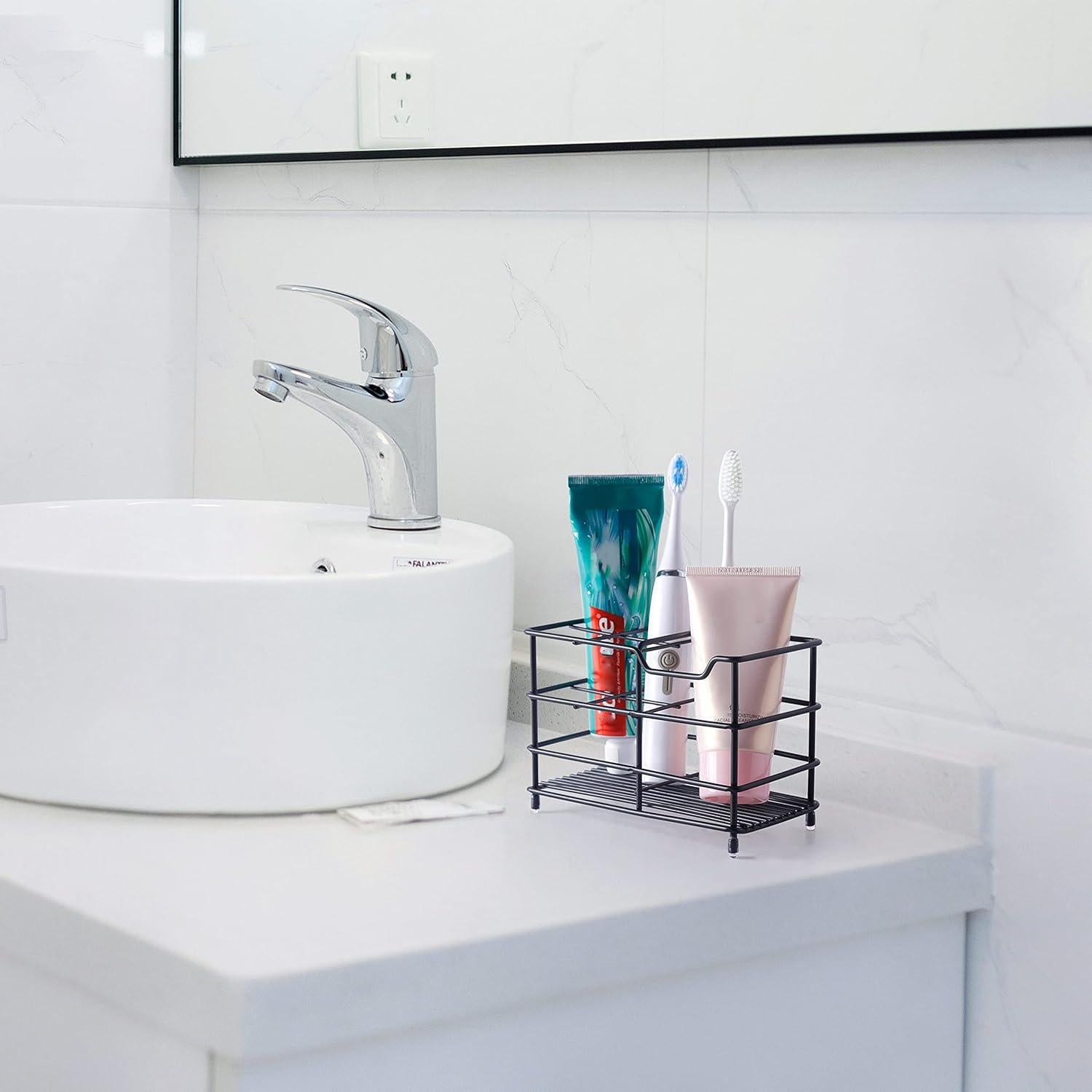 Soporte para Cepillos de Dientes Dseap Acero Inoxidable Negro 15x8x10cm