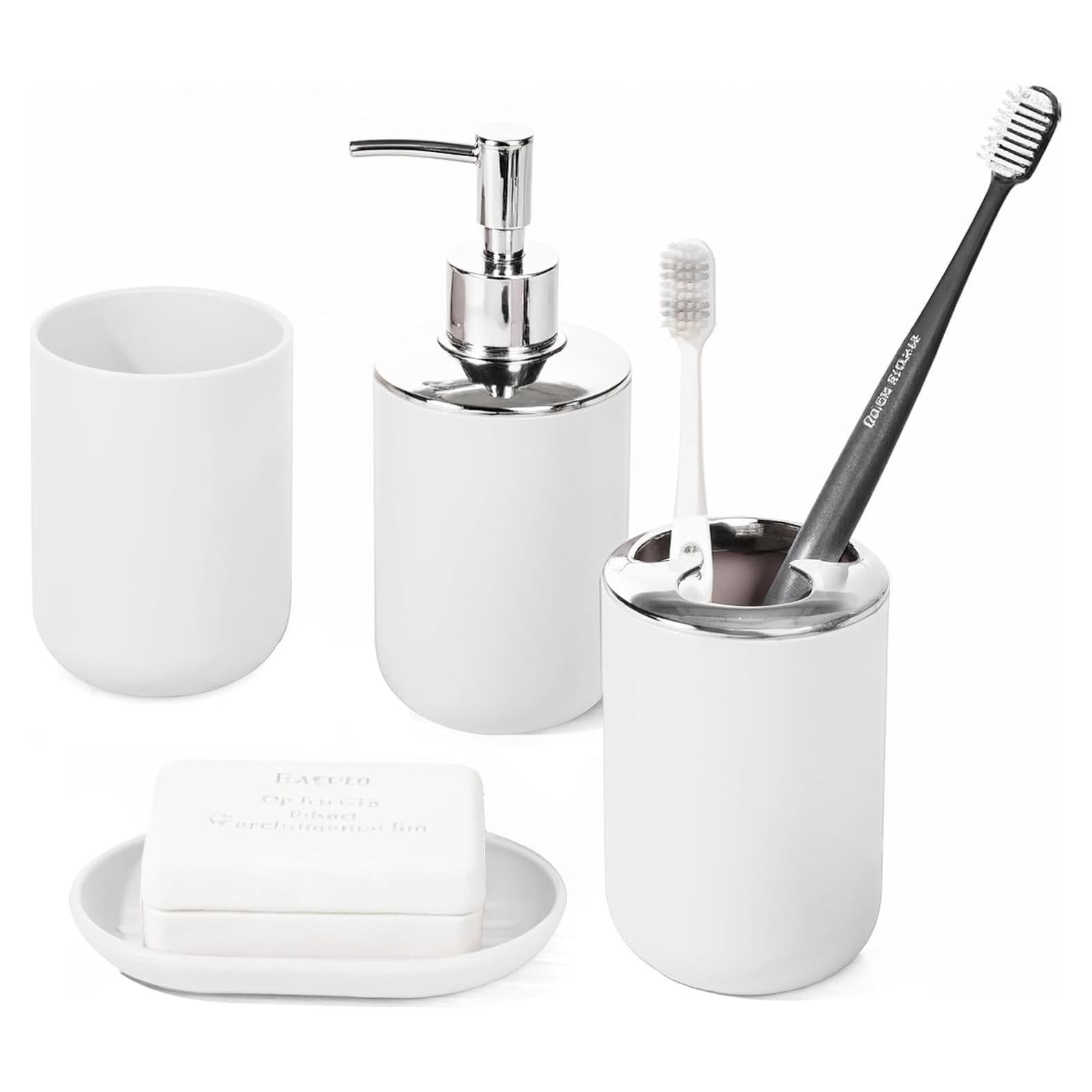 Juego de Accesorios de Baño RRM 4 Piezas Blanco Compacto