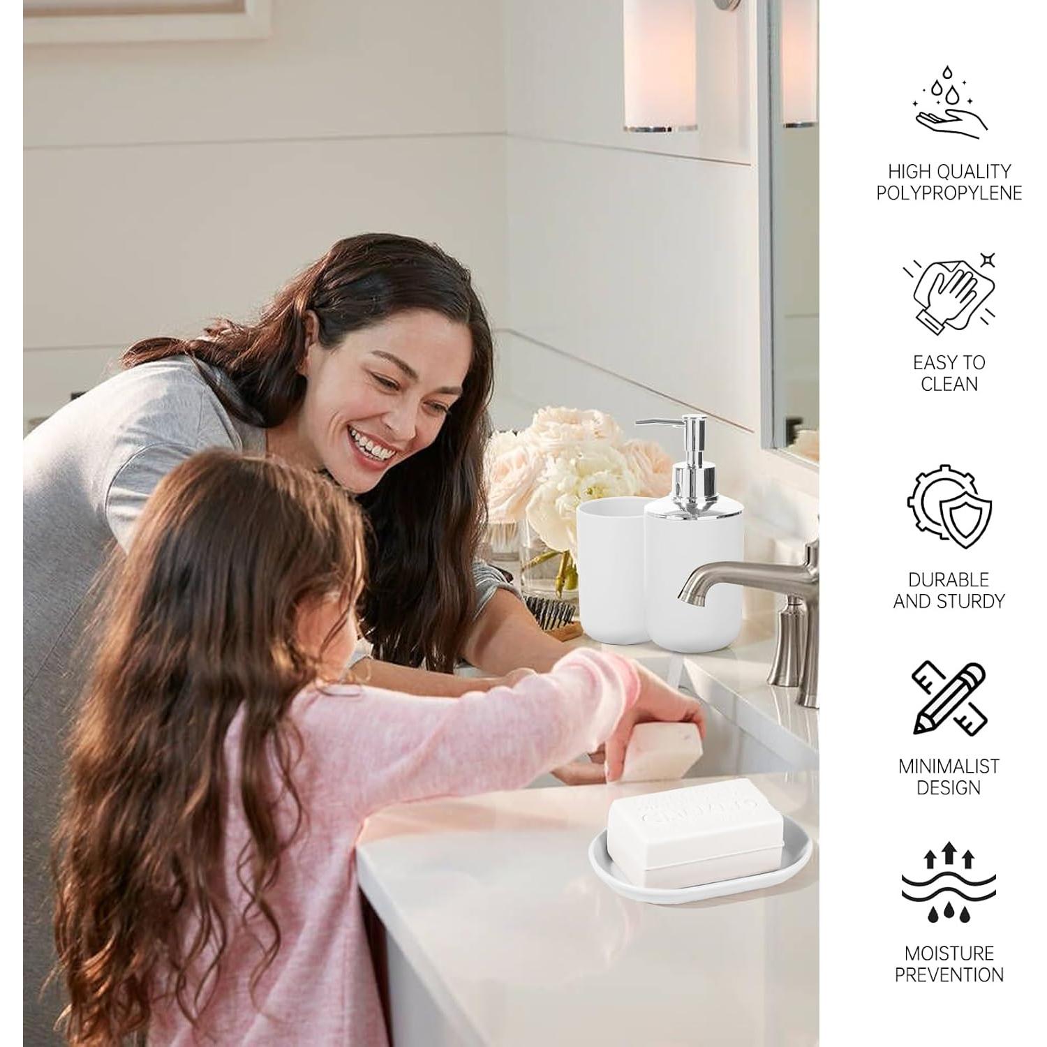 Juego de Accesorios de Baño RRM 4 Piezas Blanco Compacto