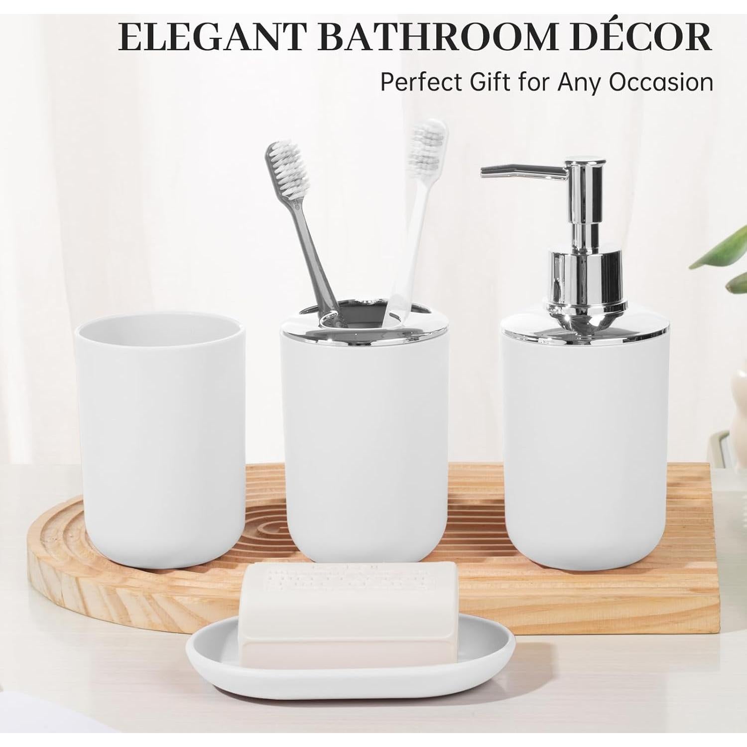 Juego de Accesorios de Baño RRM 4 Piezas Blanco Compacto