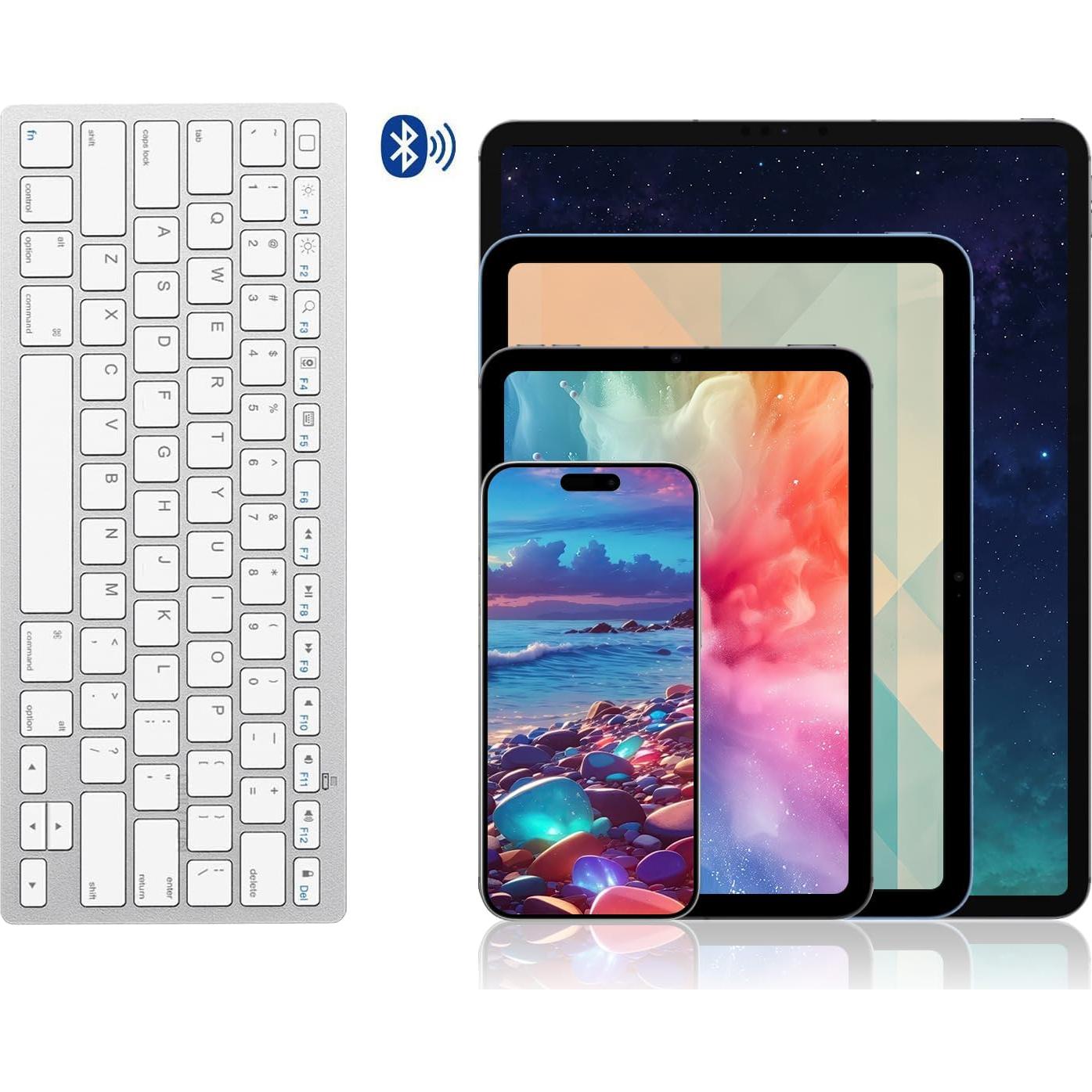 Teclado Bluetooth OMOTON para iPad 10.2 y Pro, Blanco