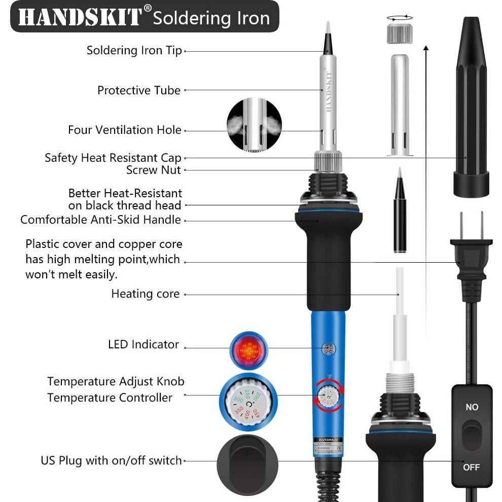 Kit de Soldador 60W Handskit 21-en-1 con Accesorios