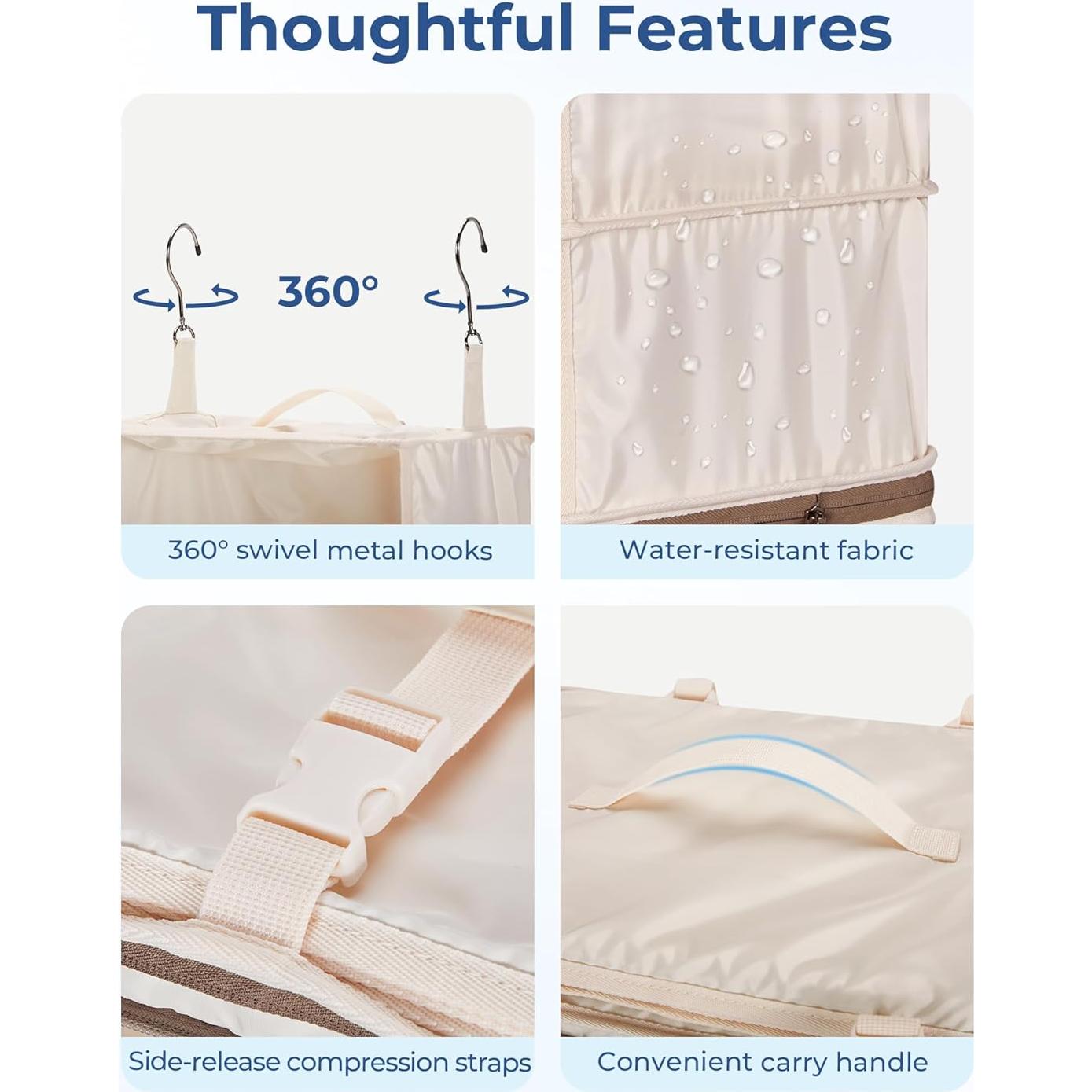 Cubos de Empaque Colgantes BAGSMART 4 Estantes Beige 30x30x60cm