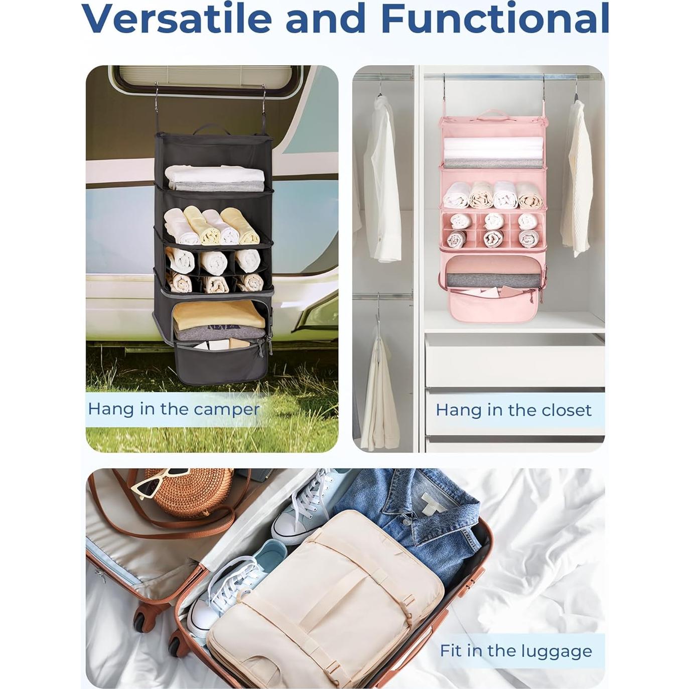 Cubos de Empaque Colgantes BAGSMART 4 Estantes Beige 30x30x60cm