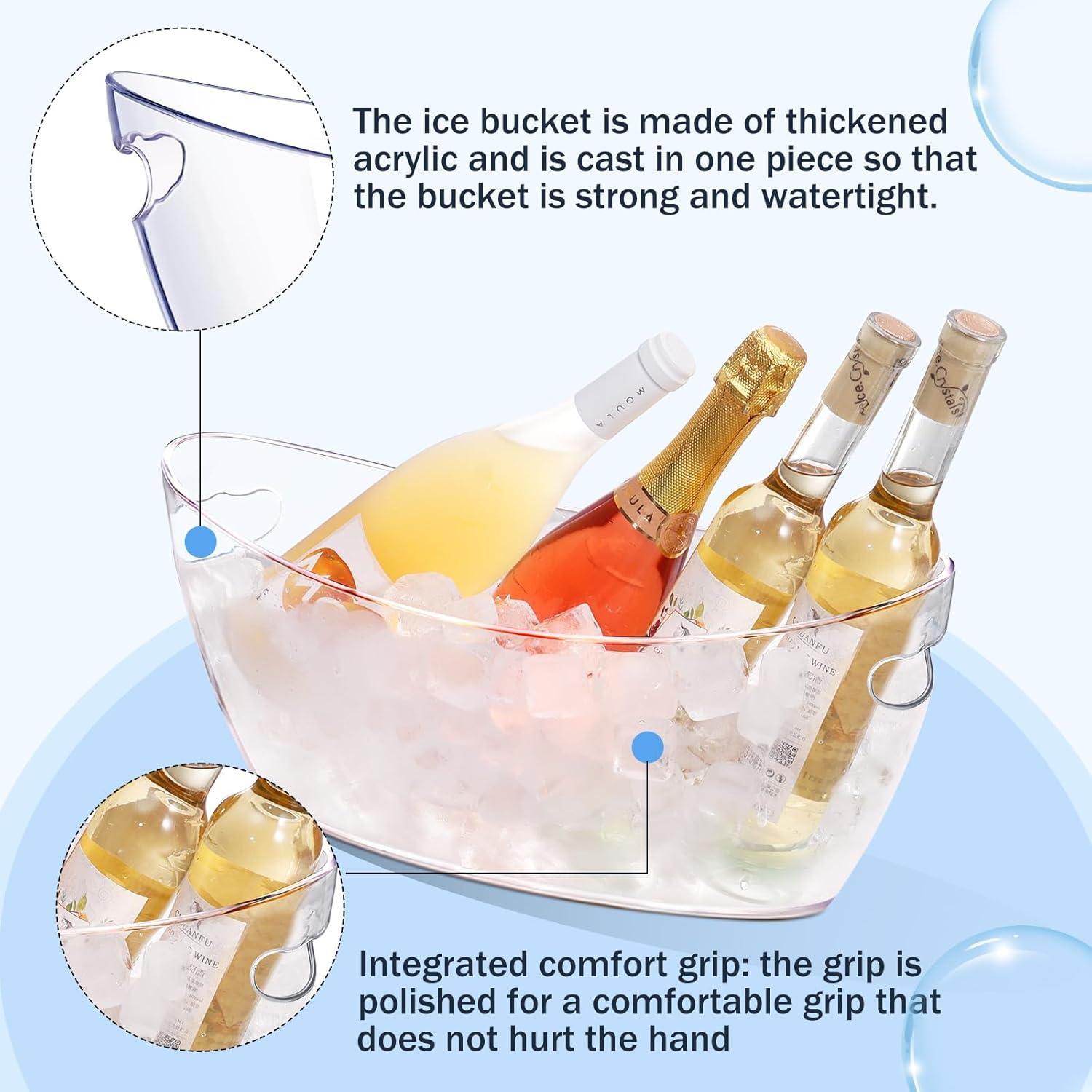 Cubeta de Hielo 5.5L TCHRULES Transparente 2 PCS para Fiestas