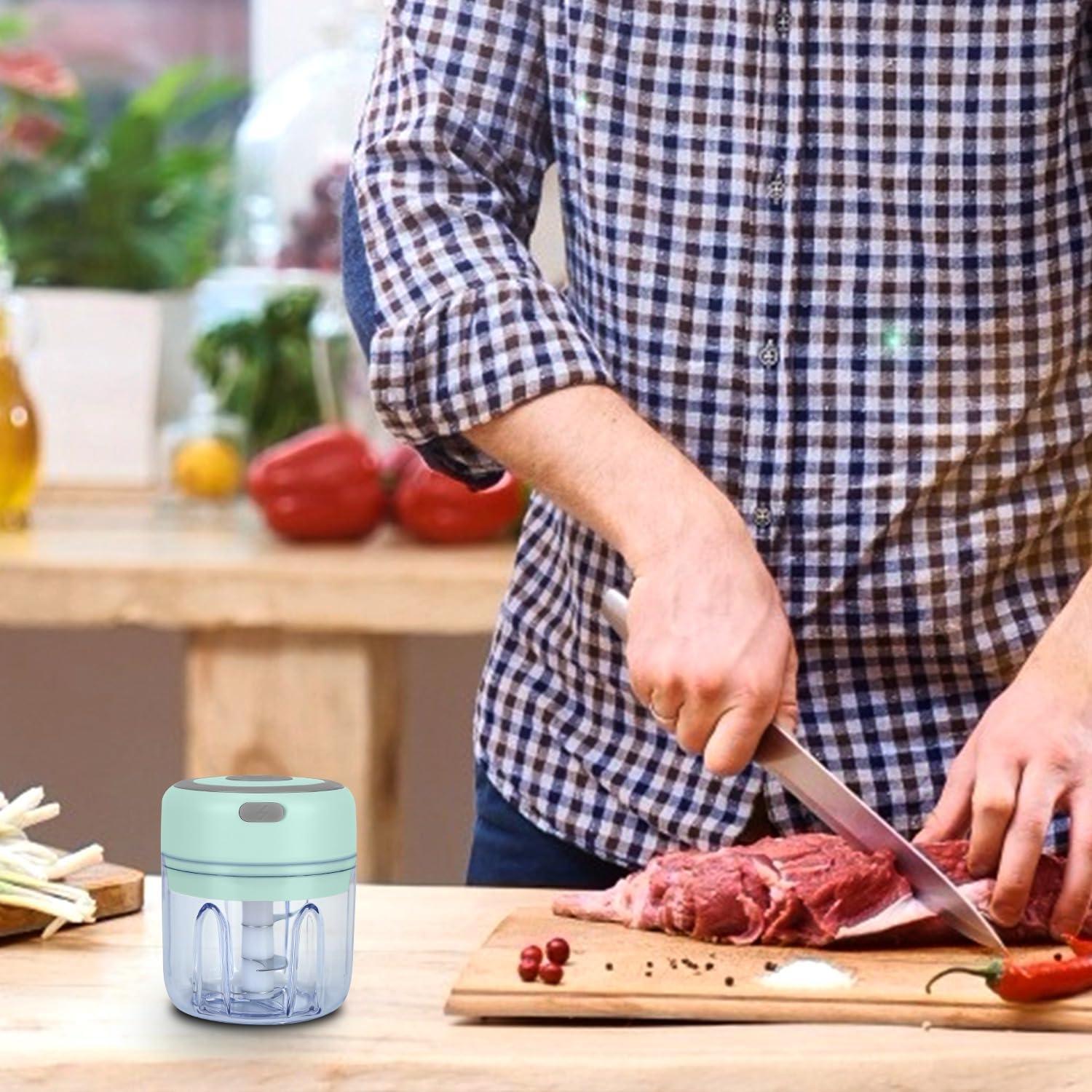 Mini Picador de Ajo Eléctrico 240g Inalámbrico Verde