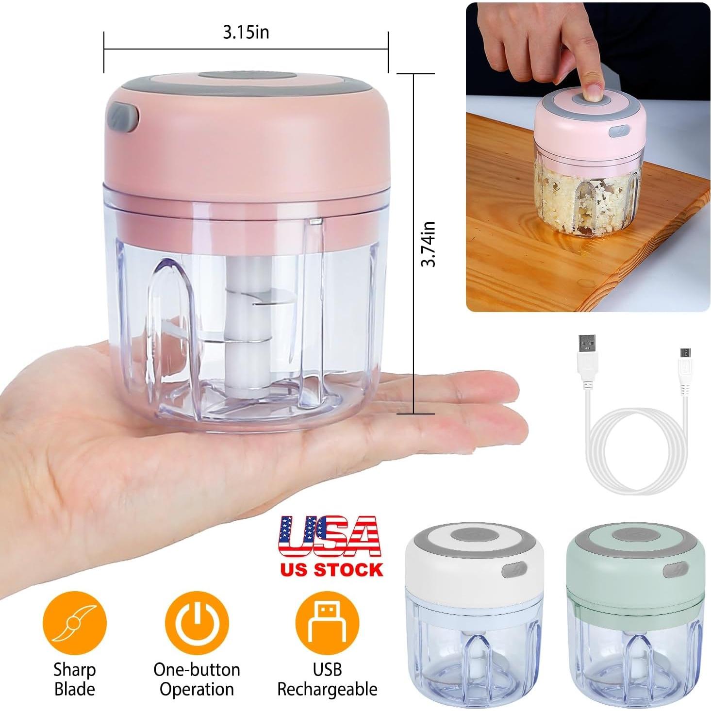 Mini Picador de Ajo Eléctrico 240g Inalámbrico Verde