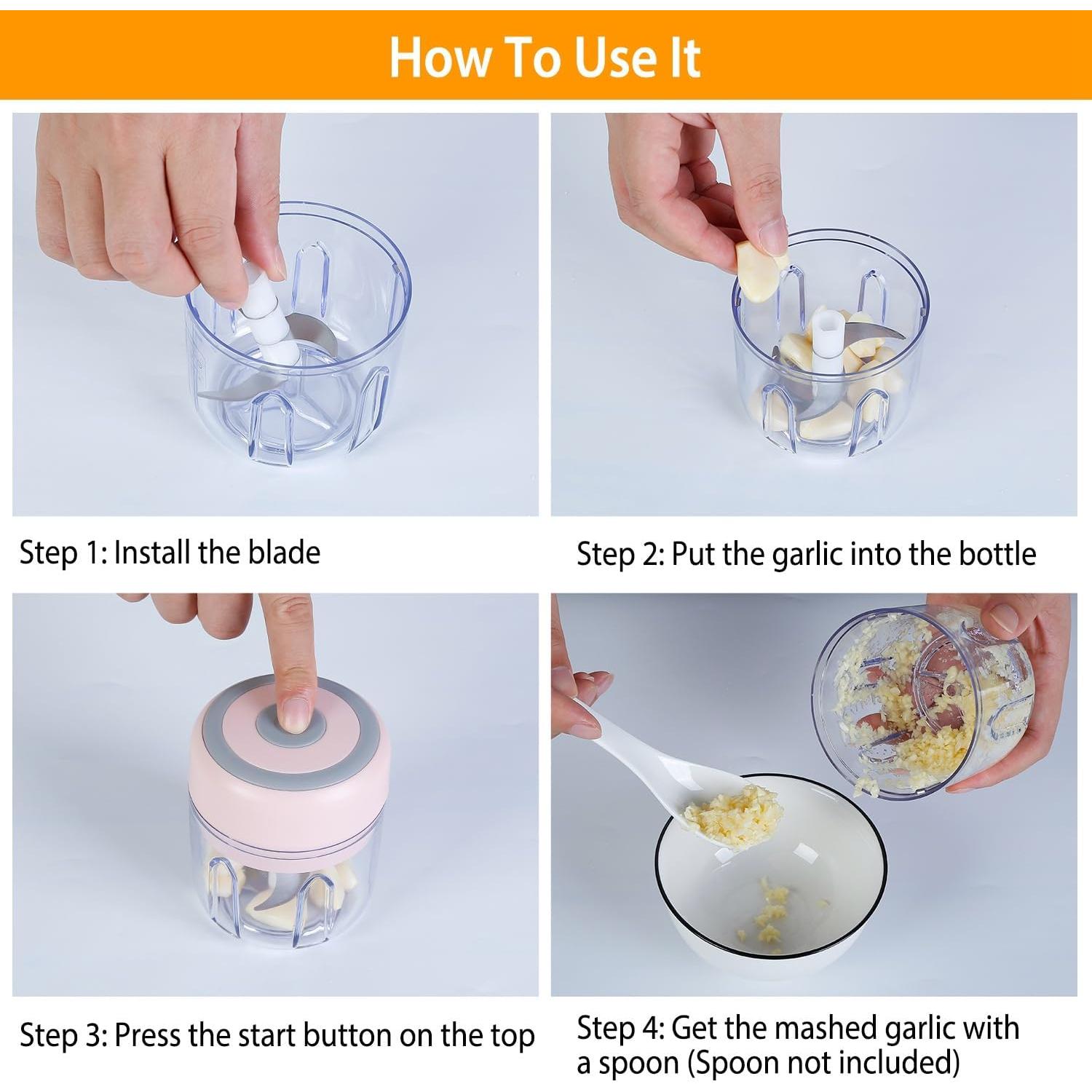 Mini Picador de Ajo Eléctrico 240g Inalámbrico Verde