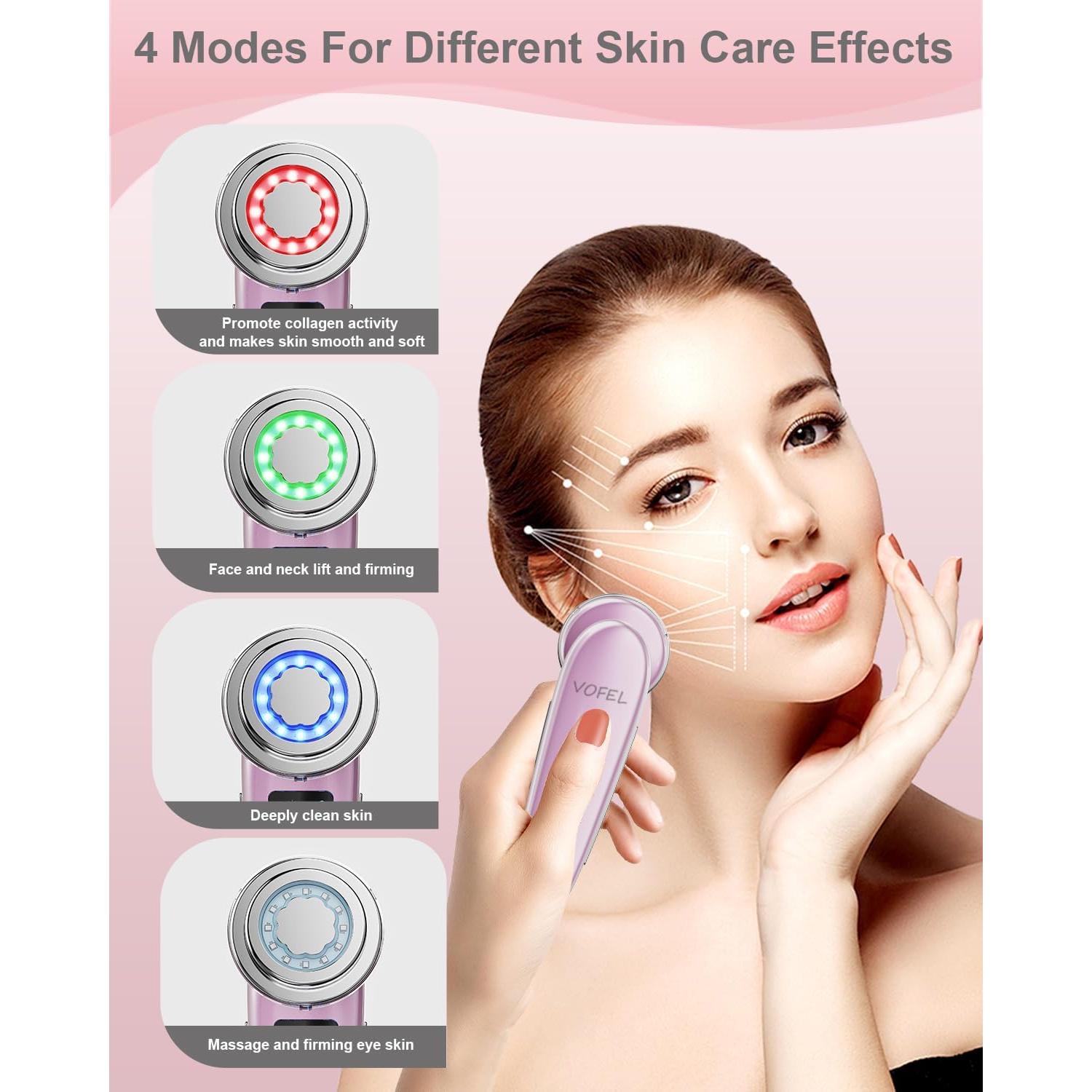 Masajeador Facial Eléctrico VOFEL 4 en 1 Rosa - Anti Envejecimiento