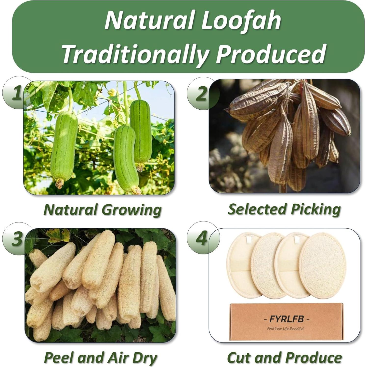 Esponja de Lufa Natural Exfoliante FYRLFB - Paquete de 4 Unidades