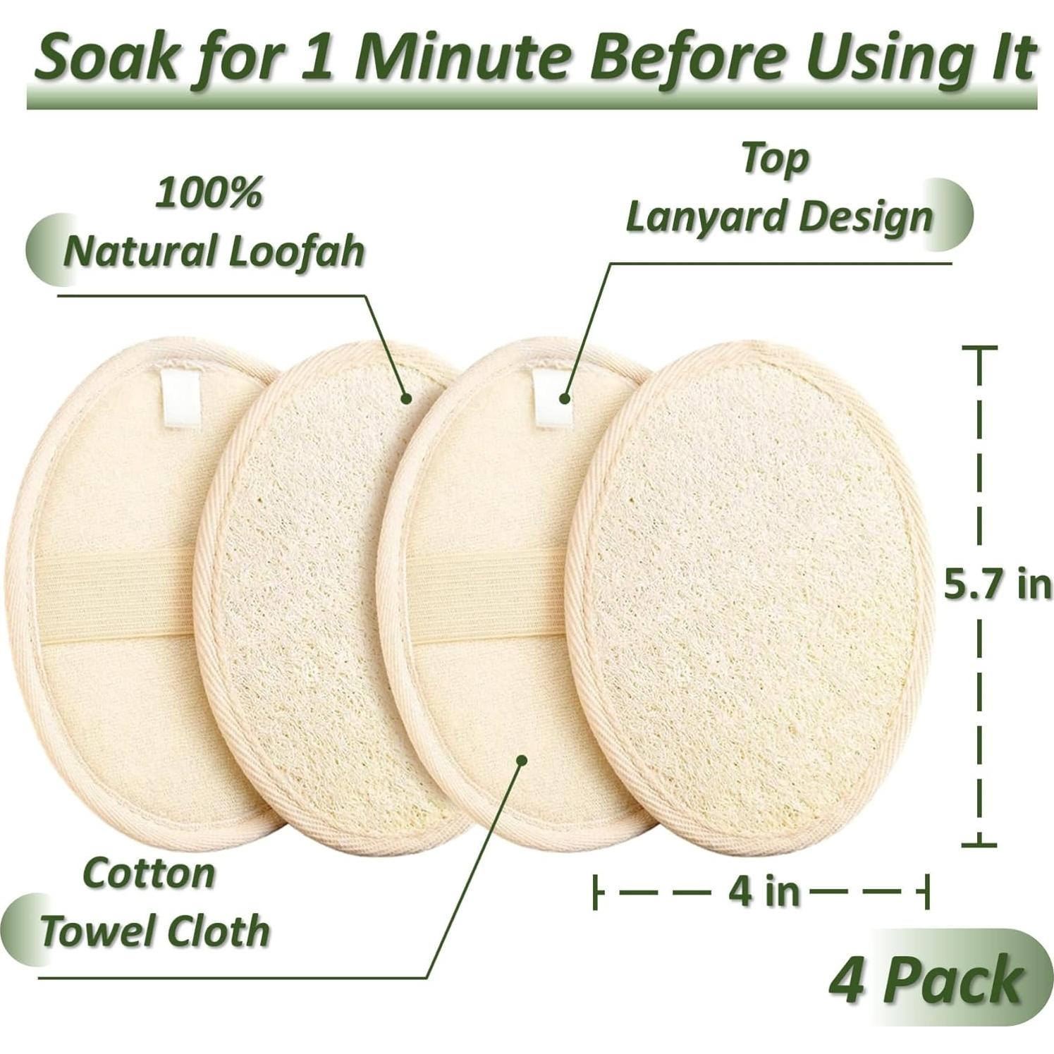 Esponja de Lufa Natural Exfoliante FYRLFB - Paquete de 4 Unidades