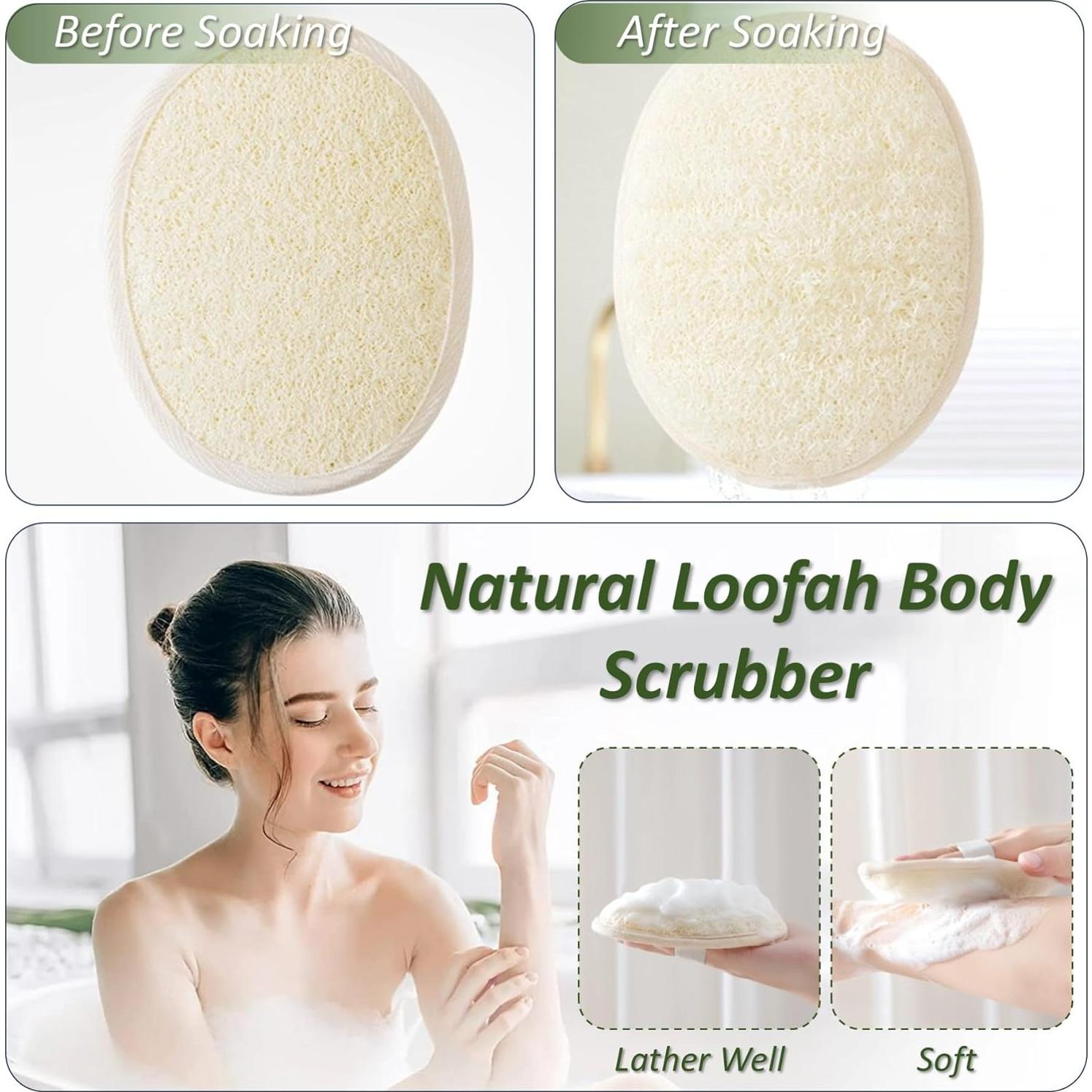 Esponja de Lufa Natural Exfoliante FYRLFB - Paquete de 4 Unidades