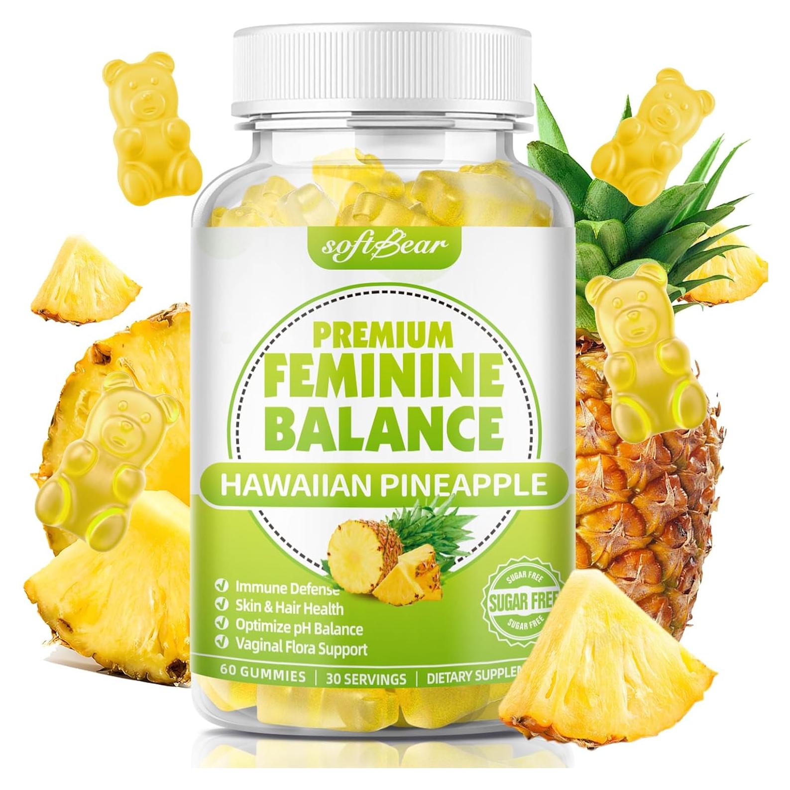 Gominolas de Equilibrio Femenino Softbear 60 Unidades Piña