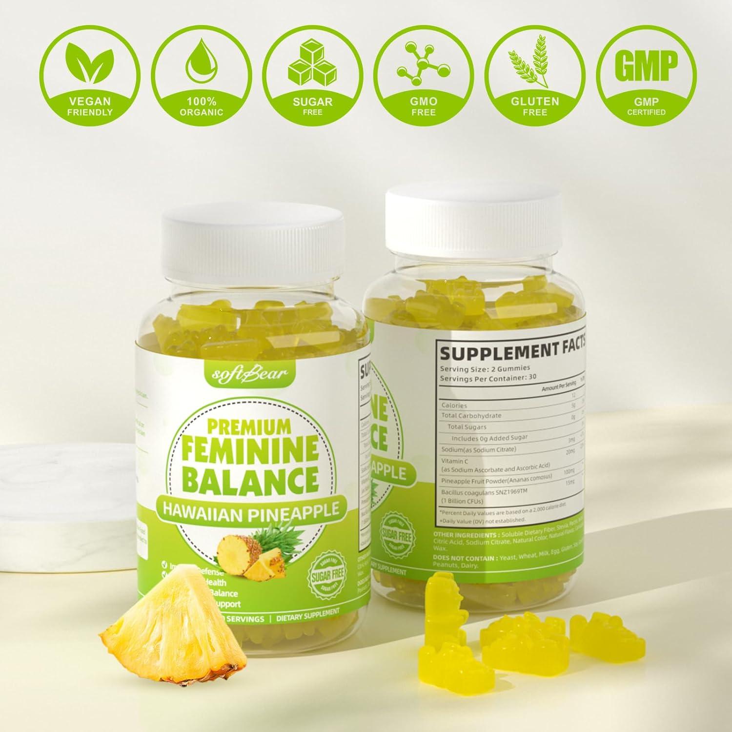 Gominolas de Equilibrio Femenino Softbear 60 Unidades Piña