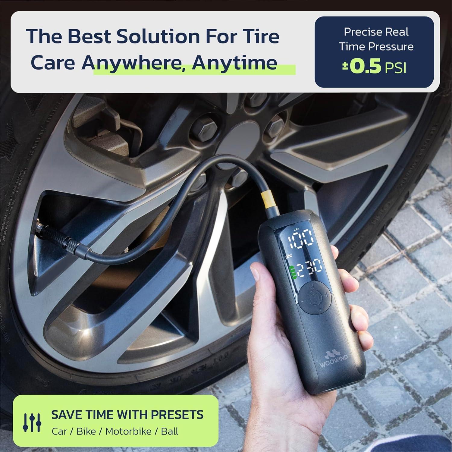 Compresor de Aire Portátil Woowind LP1, 150 PSI, Batería Recargable