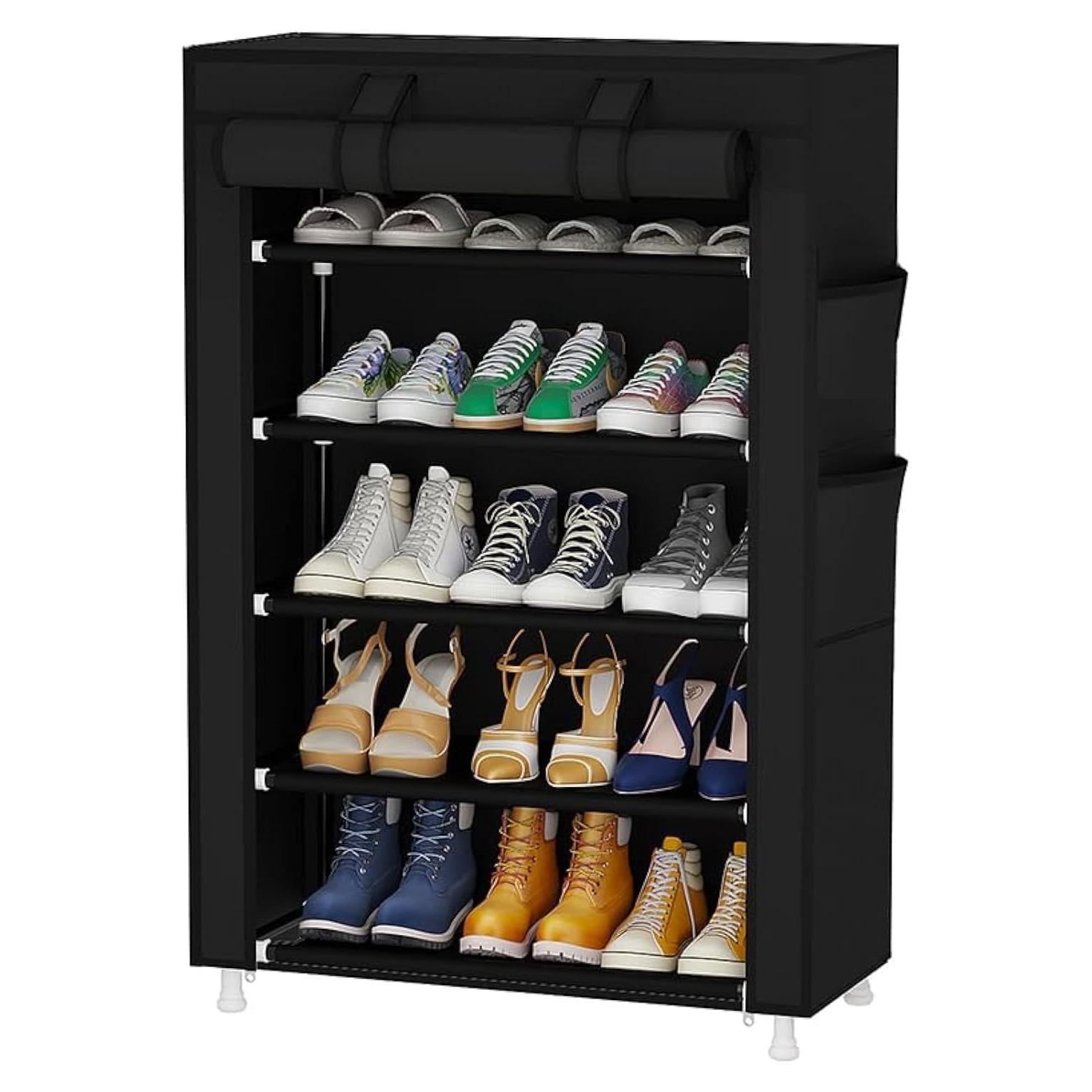 Estante para Zapatos Calmootey 5 Niveles Negro con Cubierta