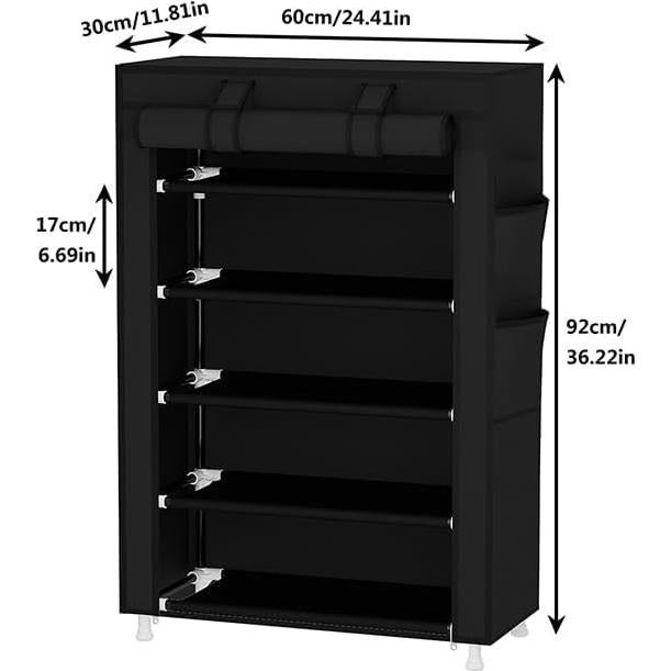 Estante para Zapatos Calmootey 5 Niveles Negro con Cubierta