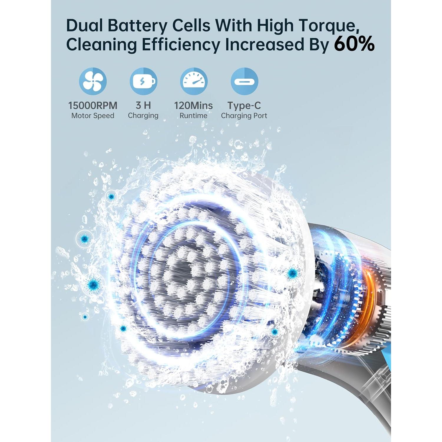 Limpiador Eléctrico de Espín Vaxbree IPX7 8 Cabezas 120 Min