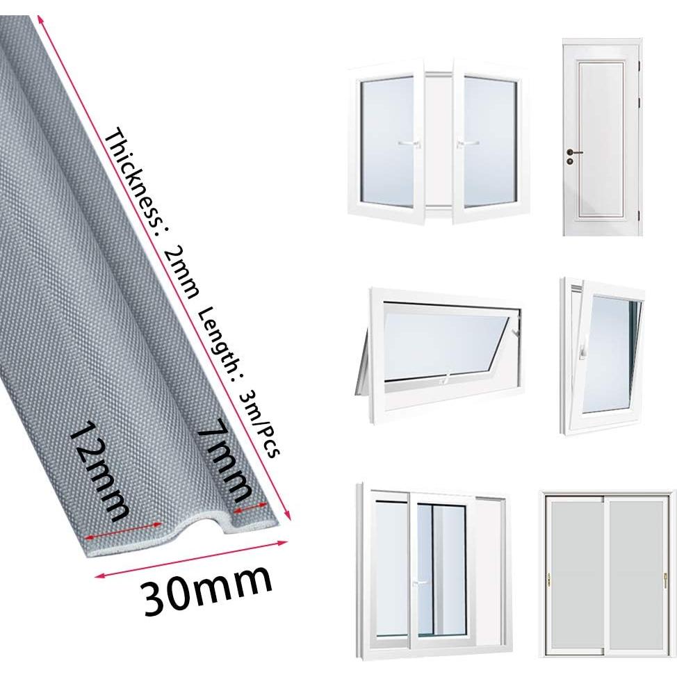 Tira de Sello Autoadhesiva Cuysfead 8 m Negro Aislamiento Acústico